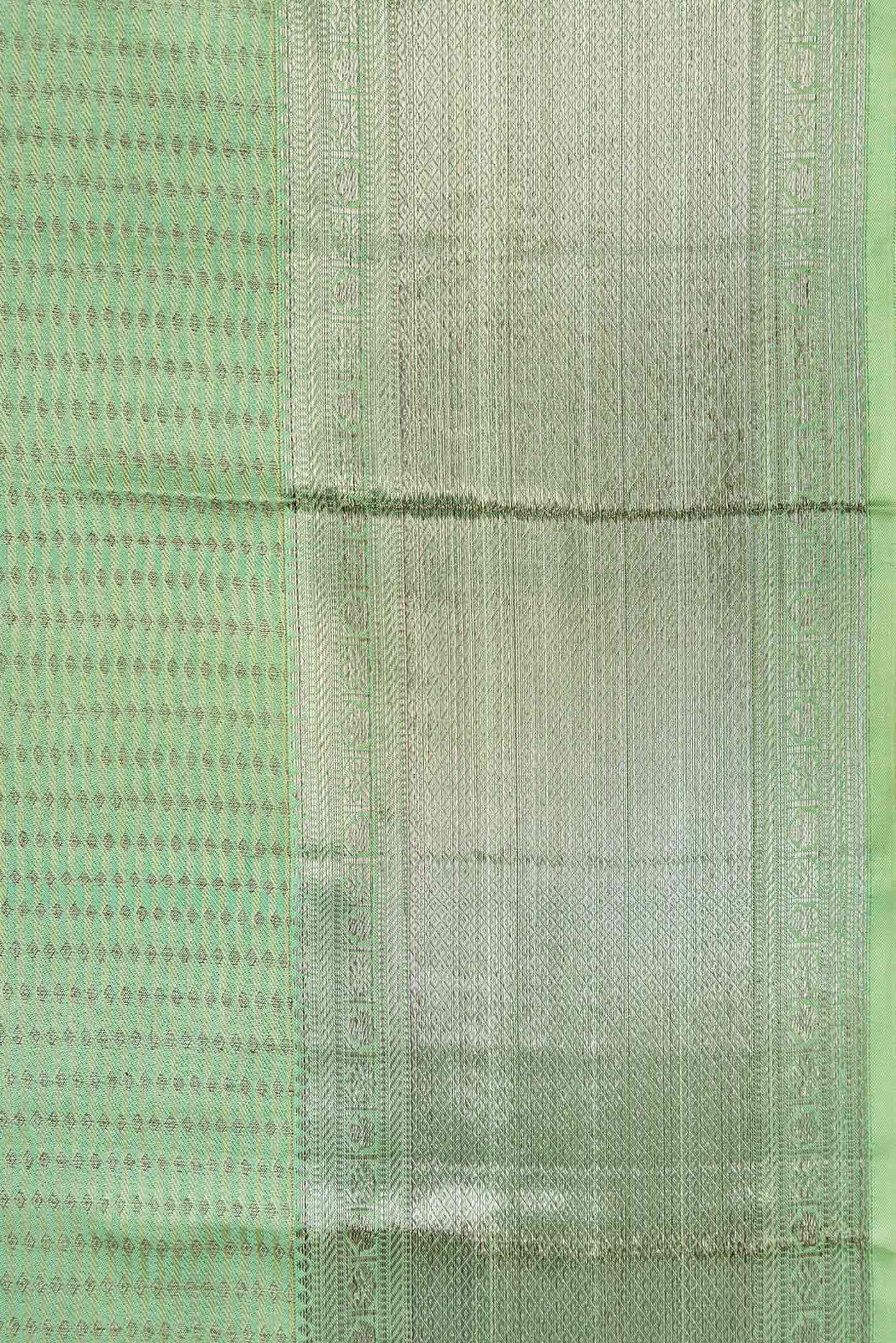 Mint Green Kanjivaram Silk Saree - Image 3