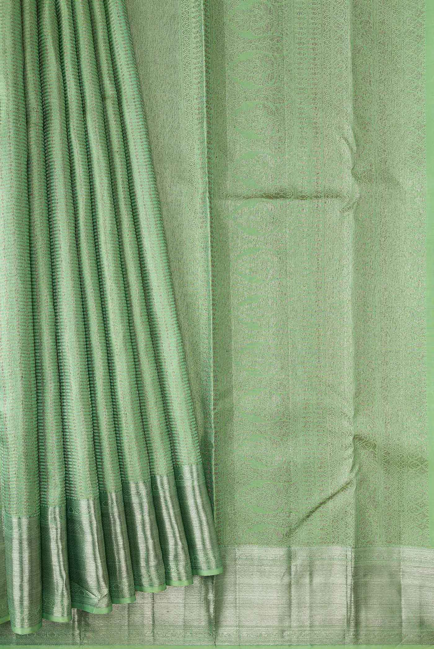 Mint Green Kanjivaram Silk Saree - Image 4