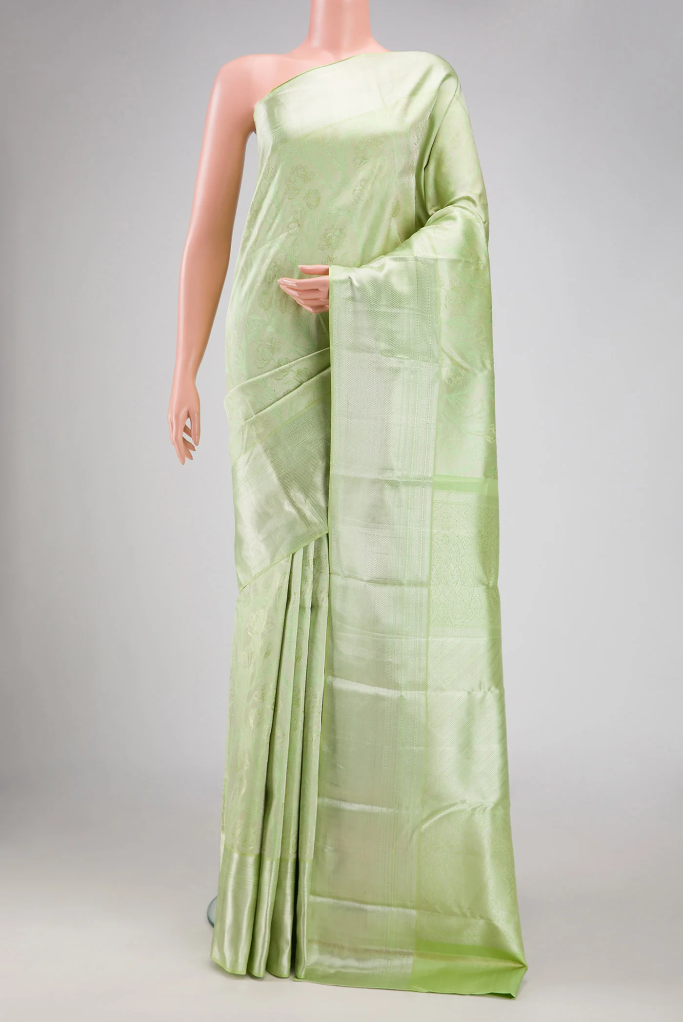 Pista Green Dual Tone Kanjivaram Silk Saree