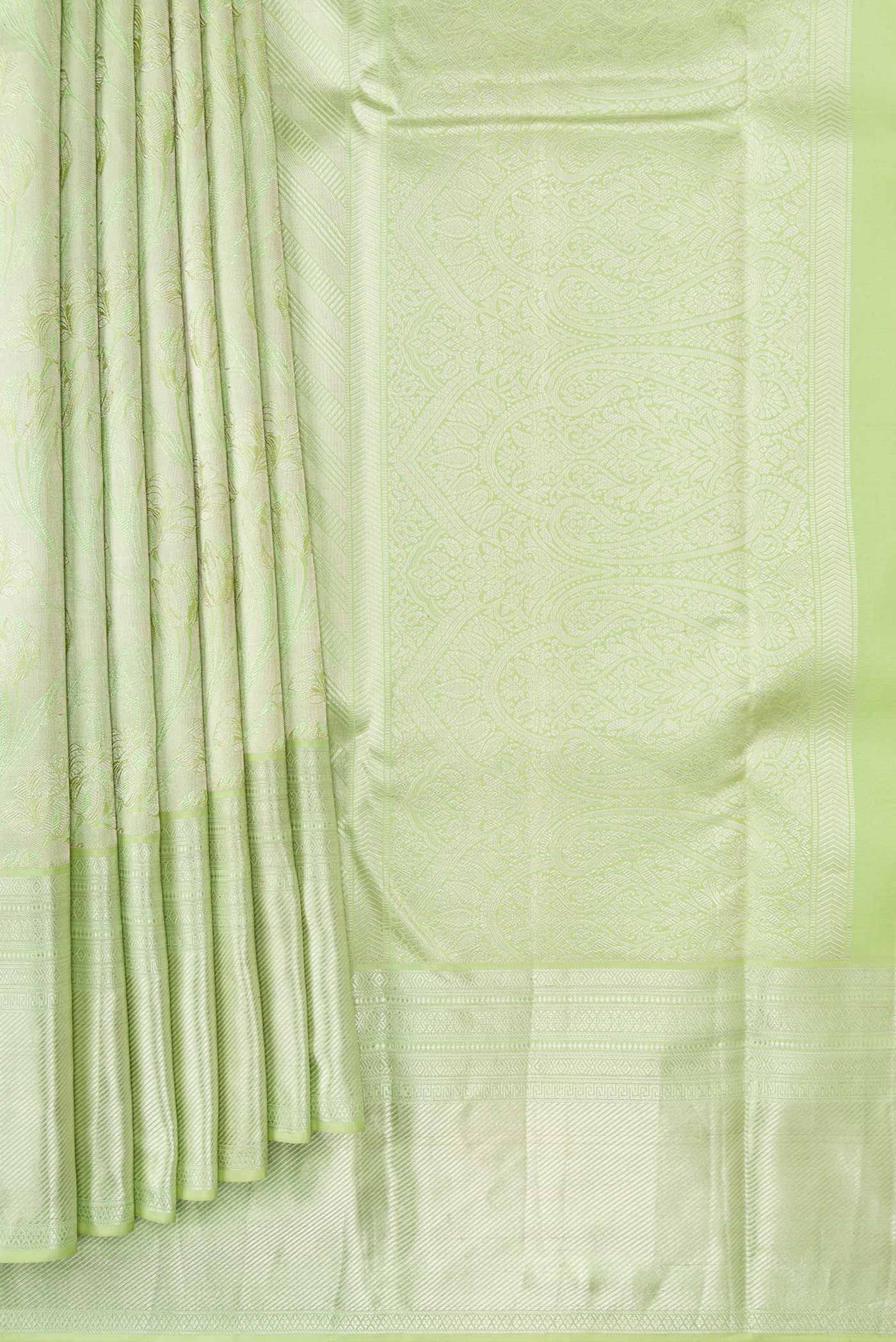 Pista Green Dual Tone Kanjivaram Silk Saree - Image 4