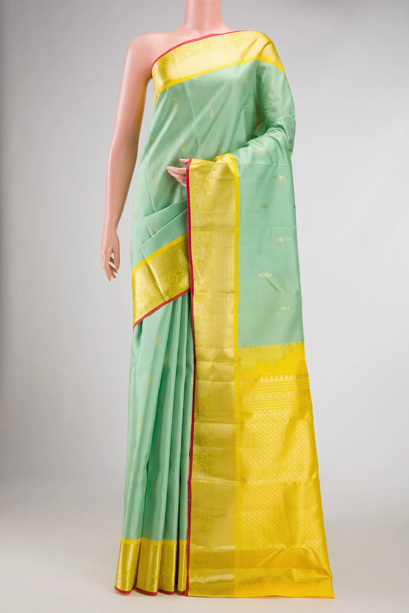 Pista Green Kanjivaram Silk Saree