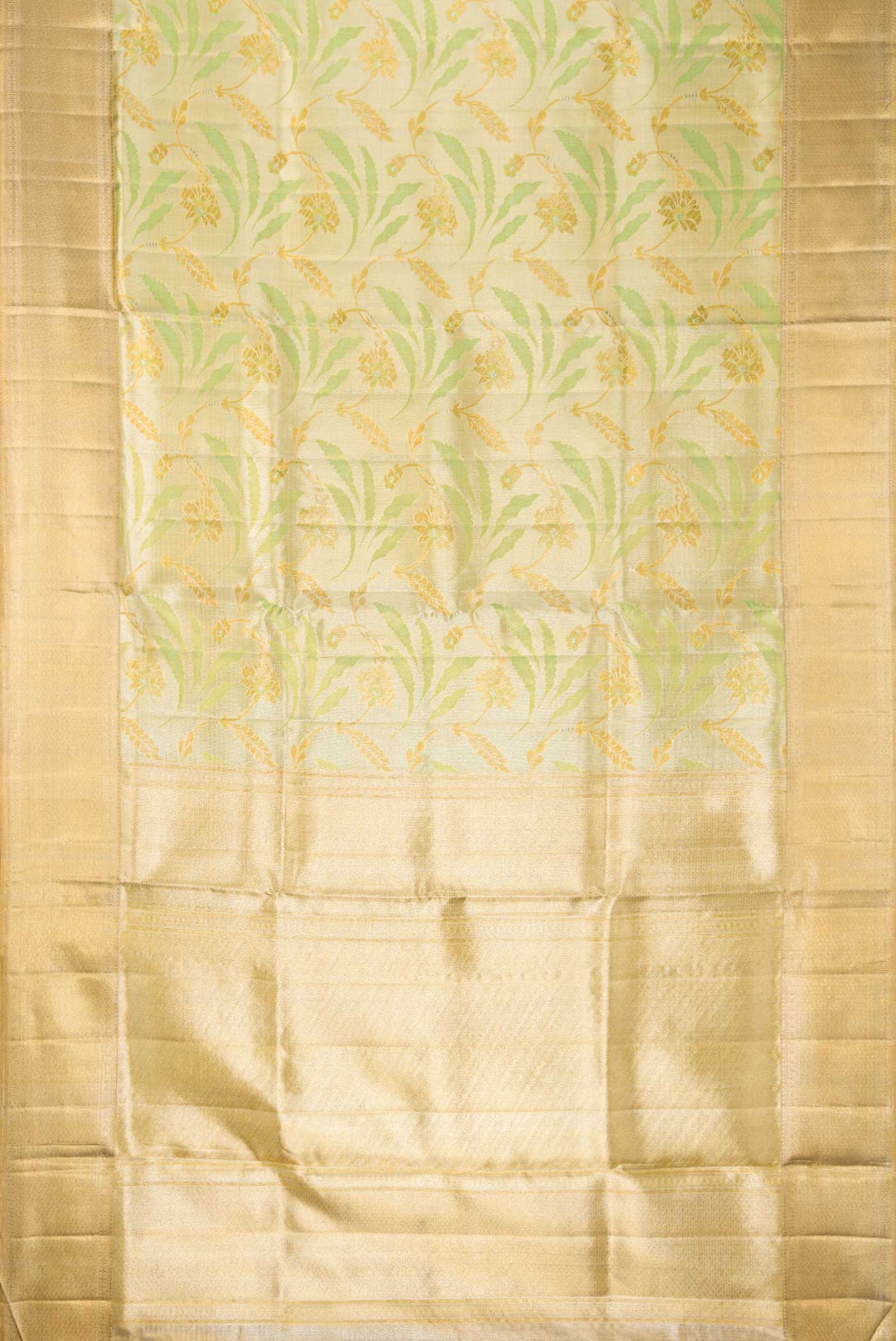 Pista Green Dual Tone Kanjivaram Tissue Silk Saree - Image 6