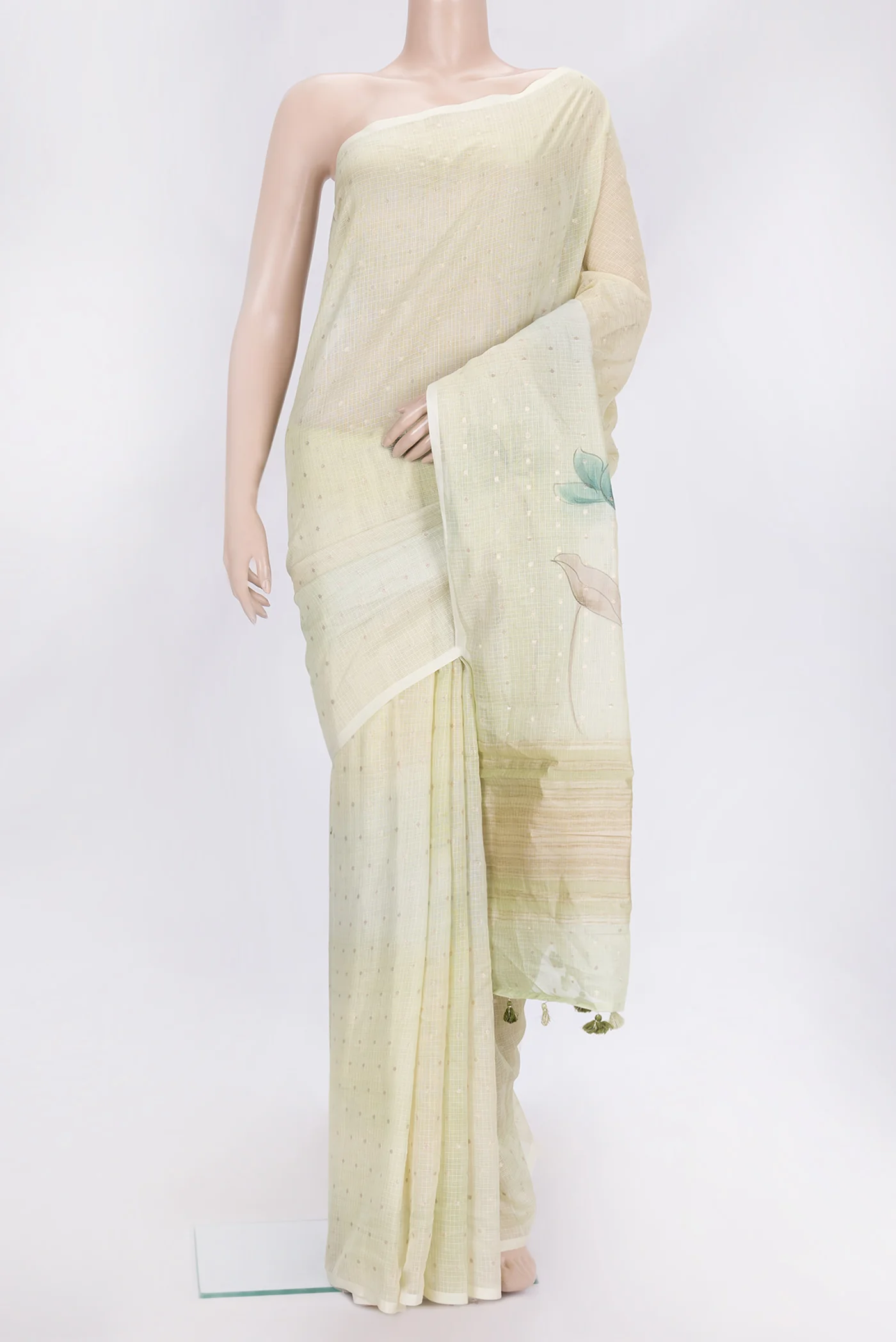 Cream Kota Silk Saree