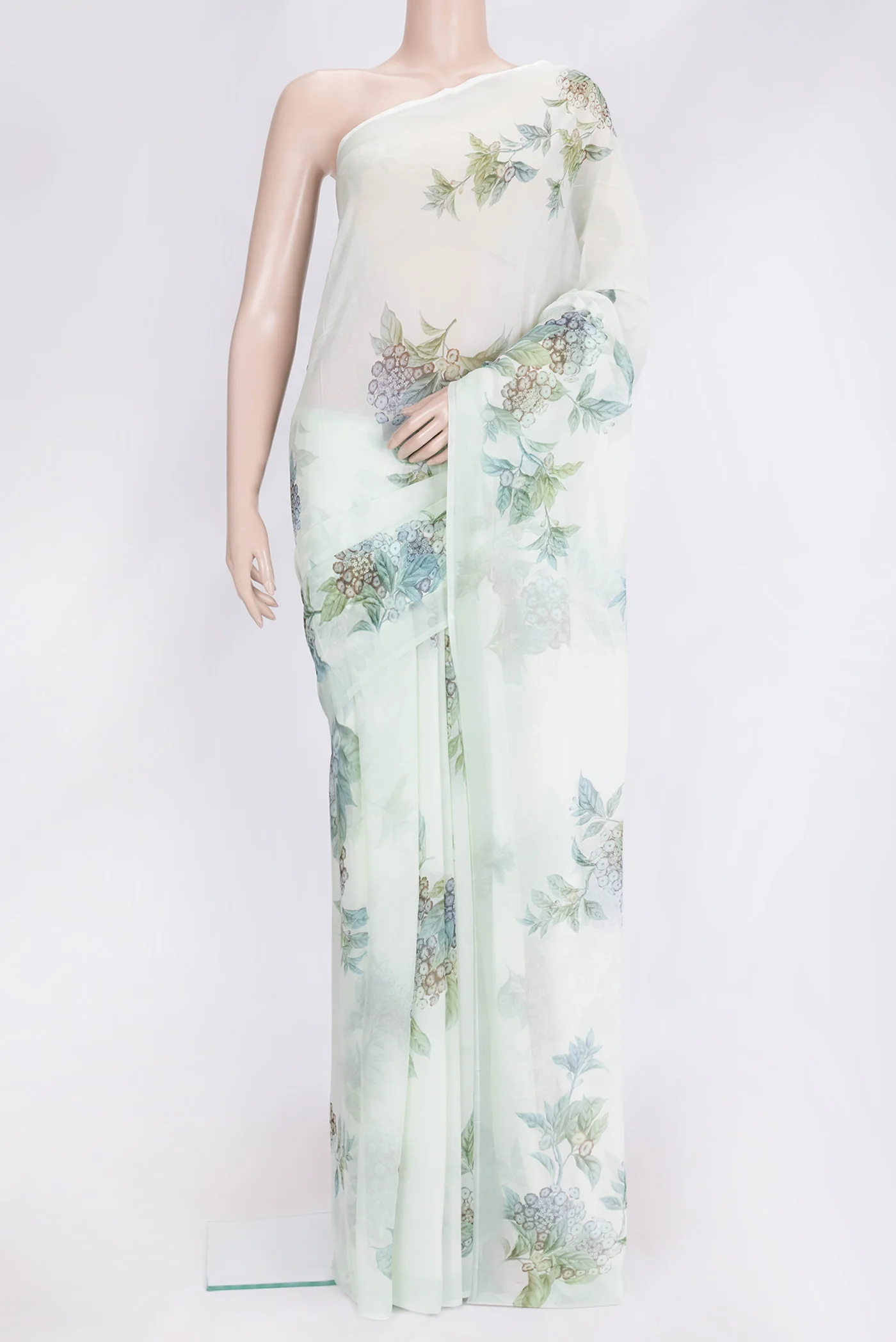 Mint Green Mysore Chiffon Saree