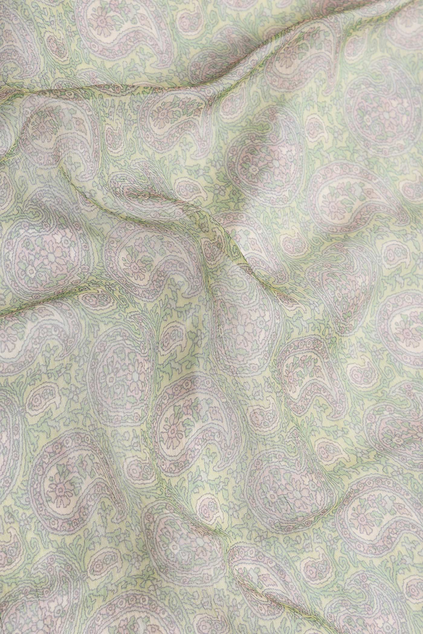 Green Mysore Chiffon Saree - Image 2