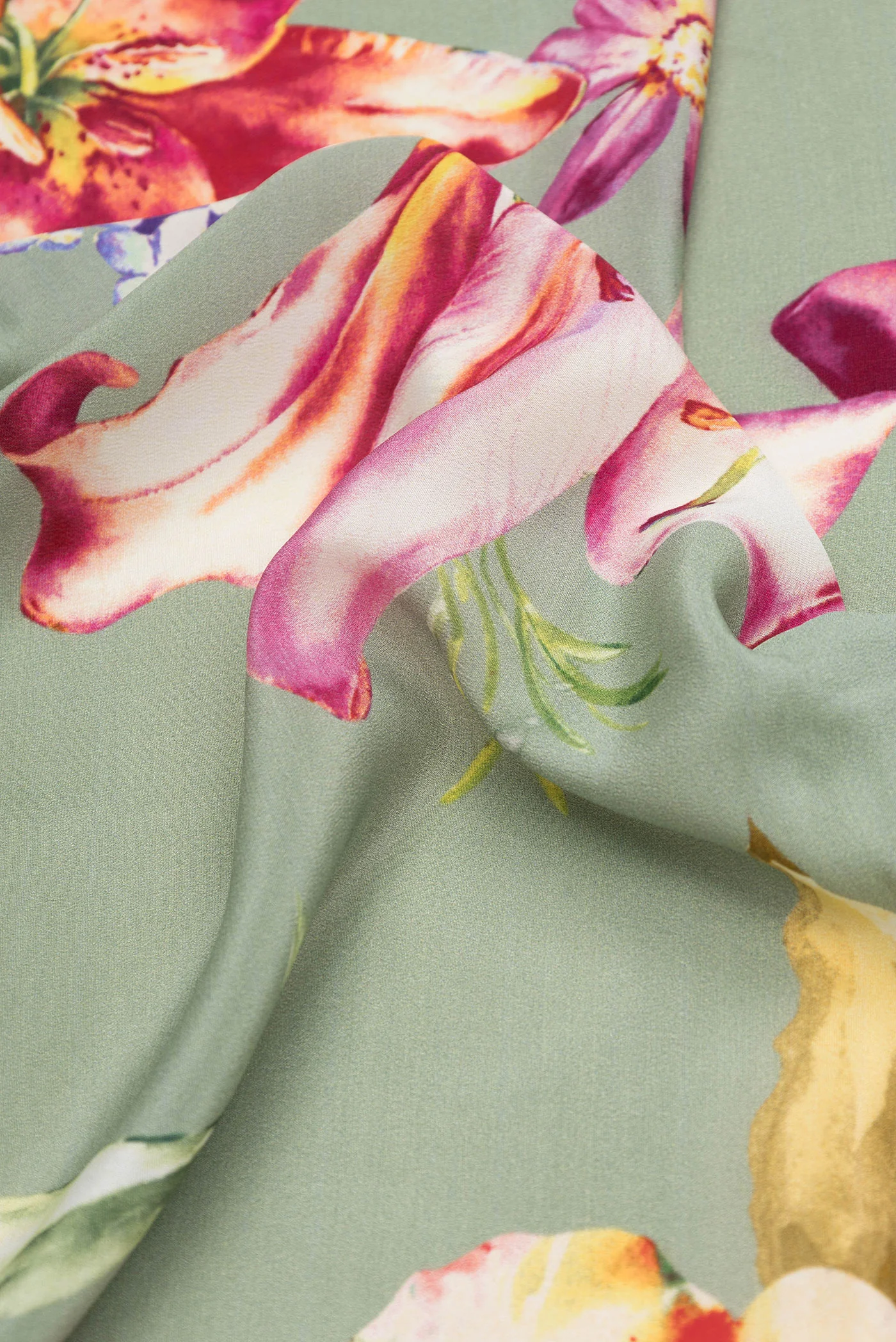 Sage Green Mysore Crepe Saree - Image 2