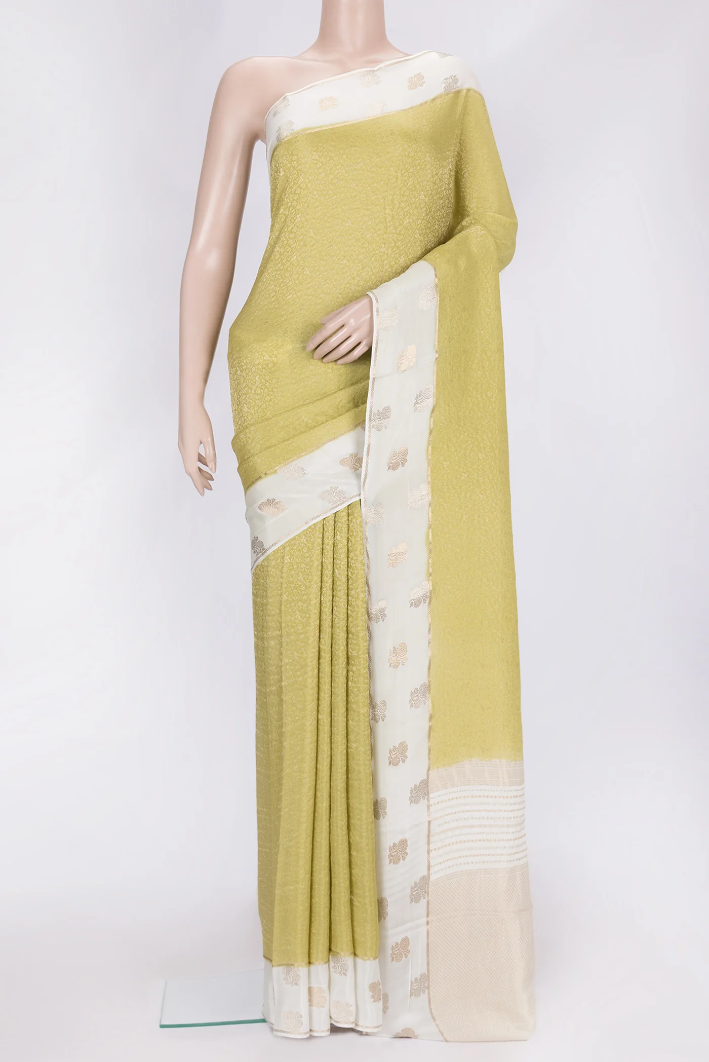 Gold Mysore Crepe Saree