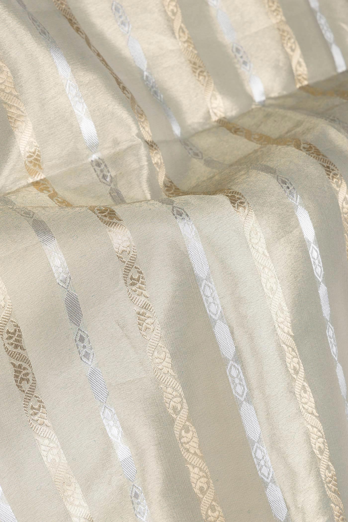 Gold with Sage Green Color Organza Silk Saree - Image 2
