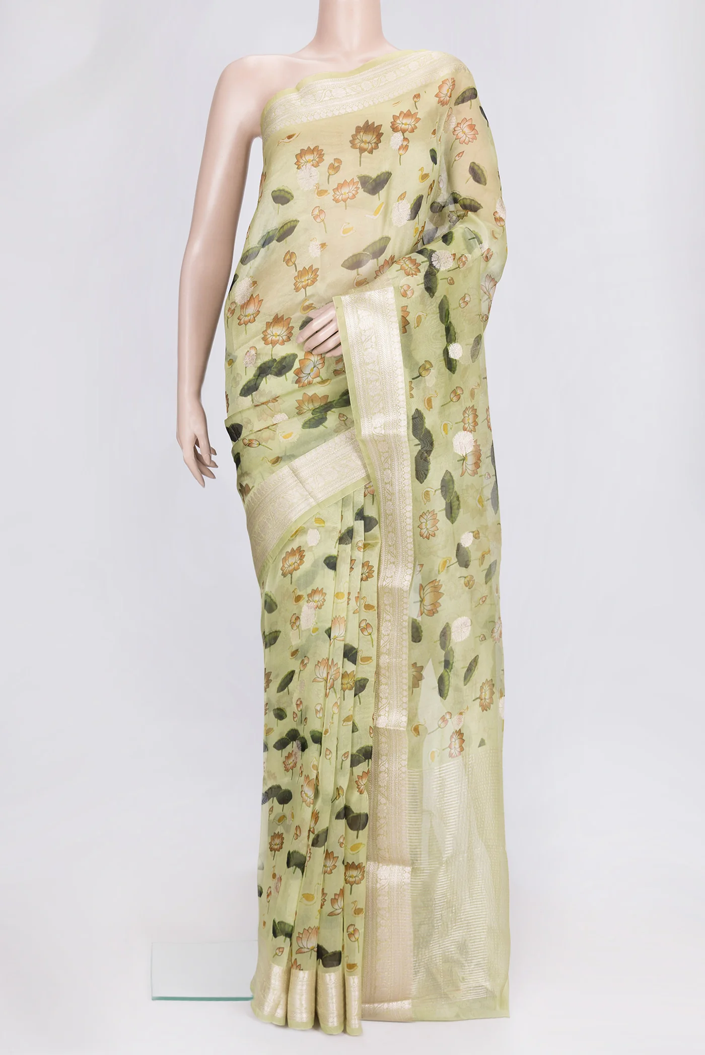 Pista Green Organza Silk Saree