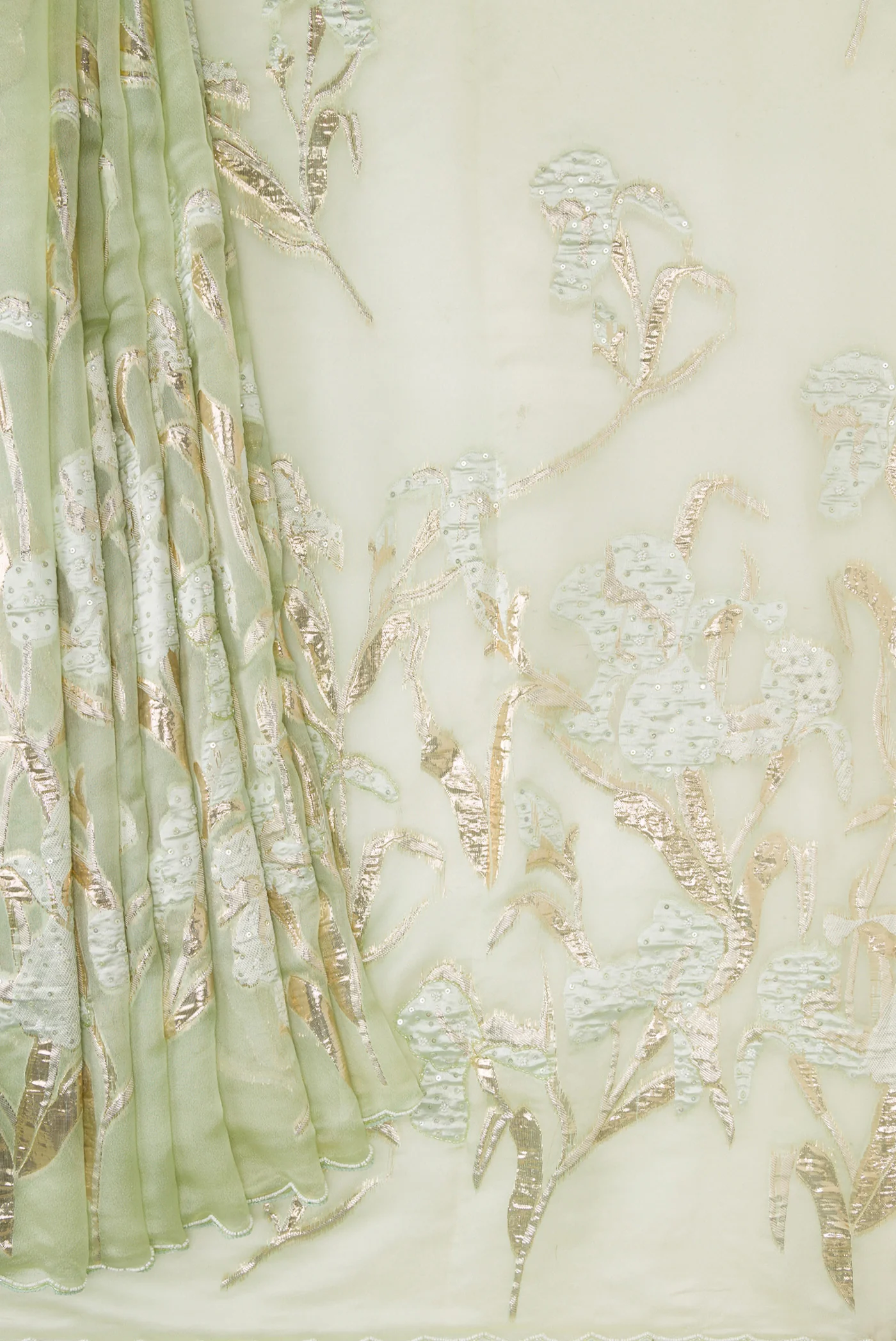 Light Green Organza Silk Saree - Image 5