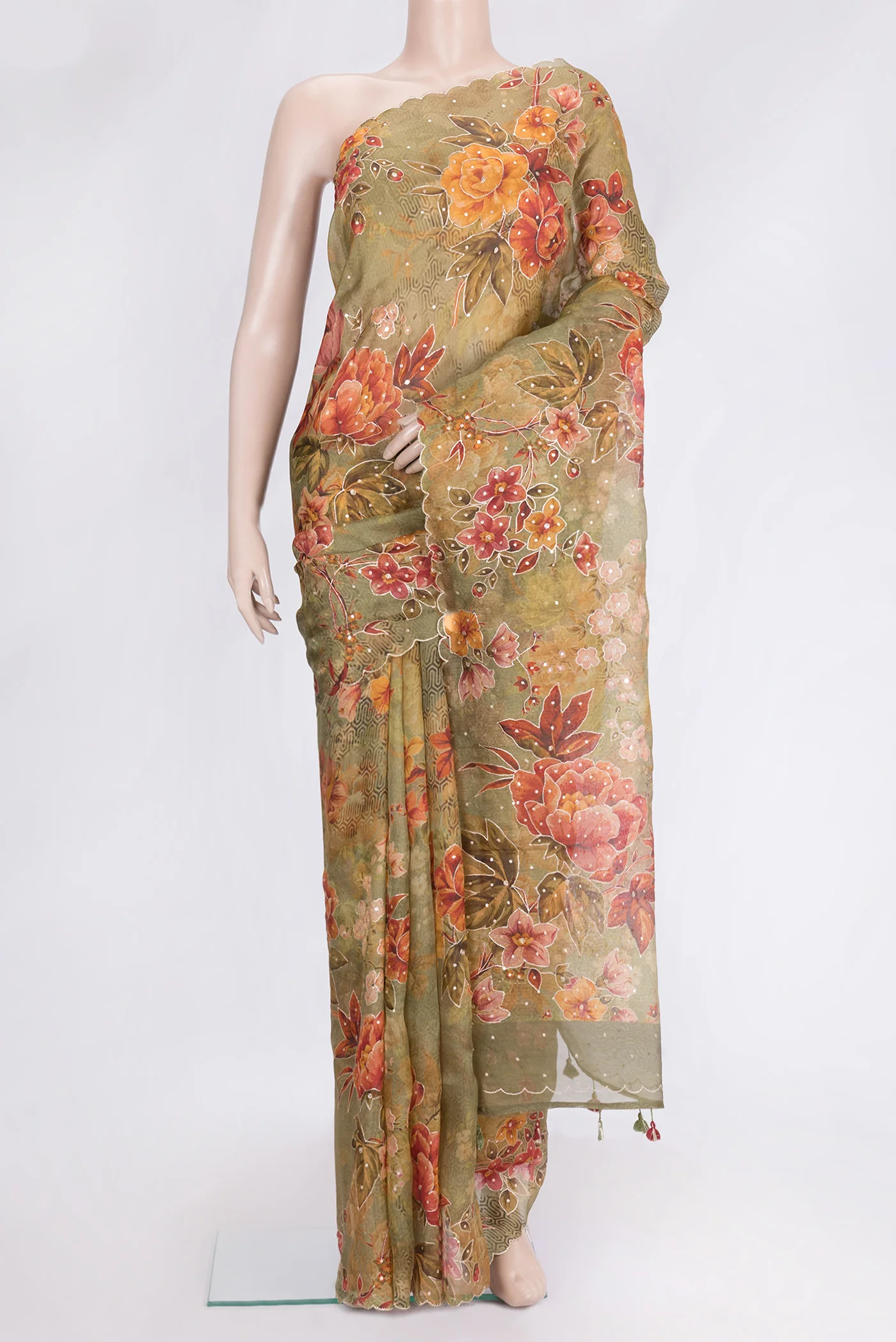 Brown Organza Silk Saree
