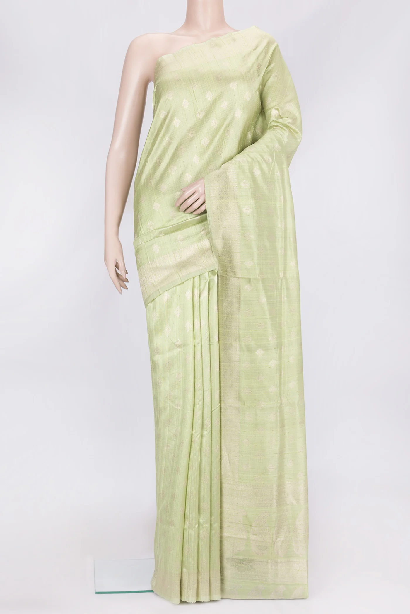 Pista Green Banarasi Raw Silk Saree