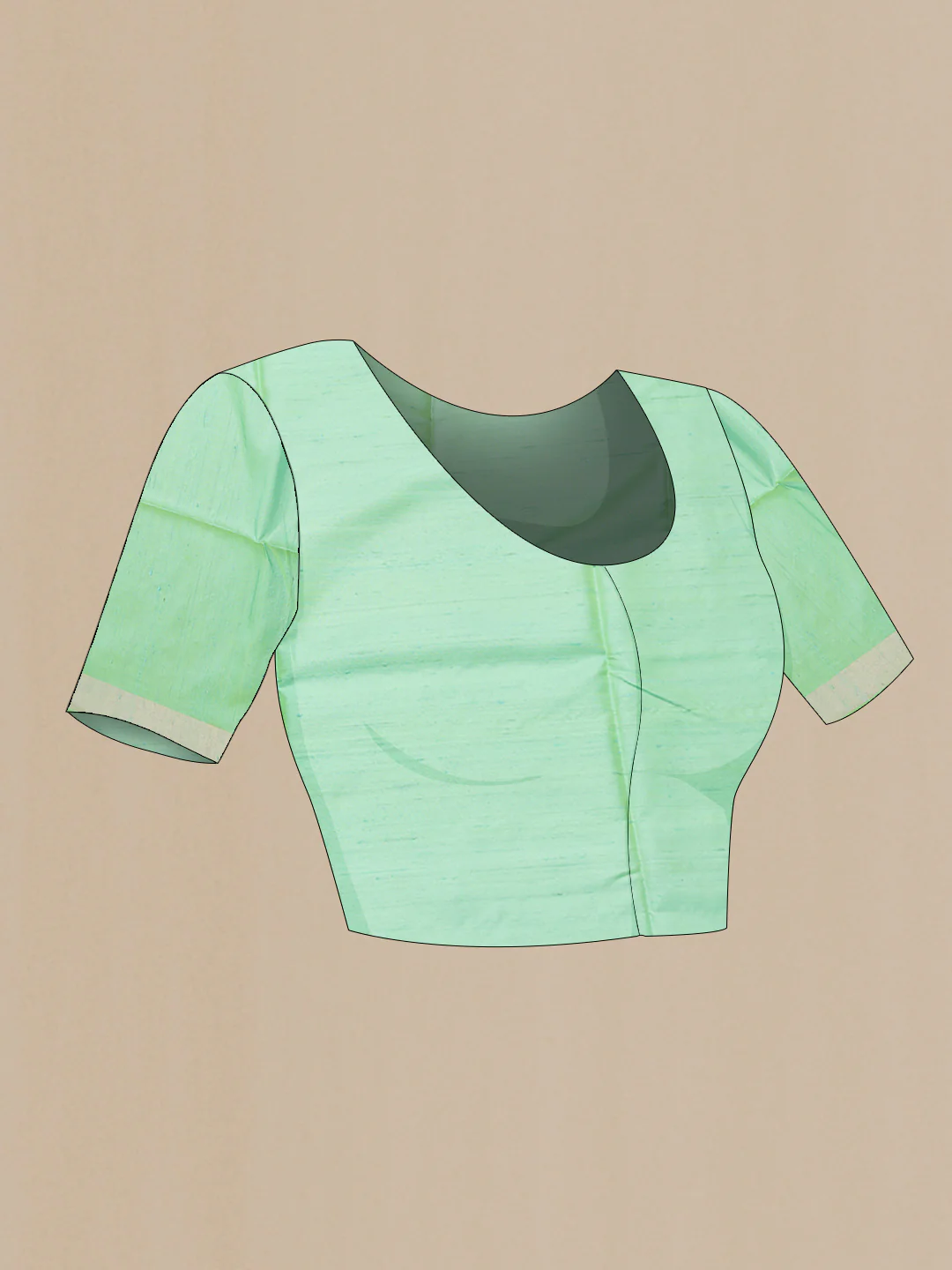 Light Green Dual Tone Soft Silk Saree - Image 4