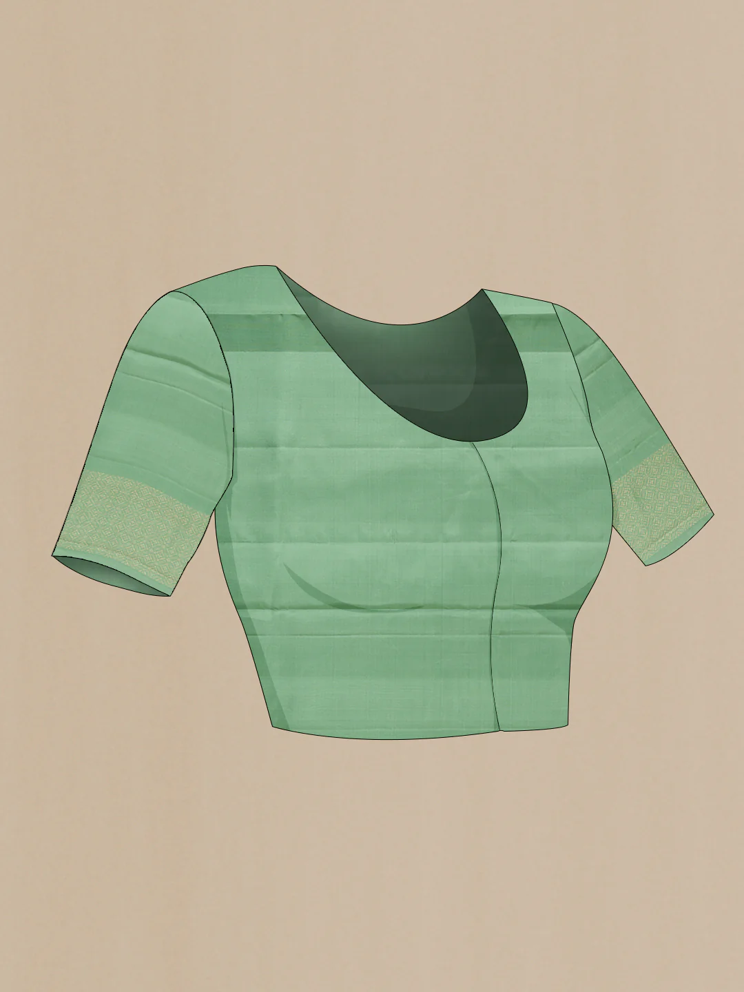 Sage Green Soft Silk Saree - Image 5