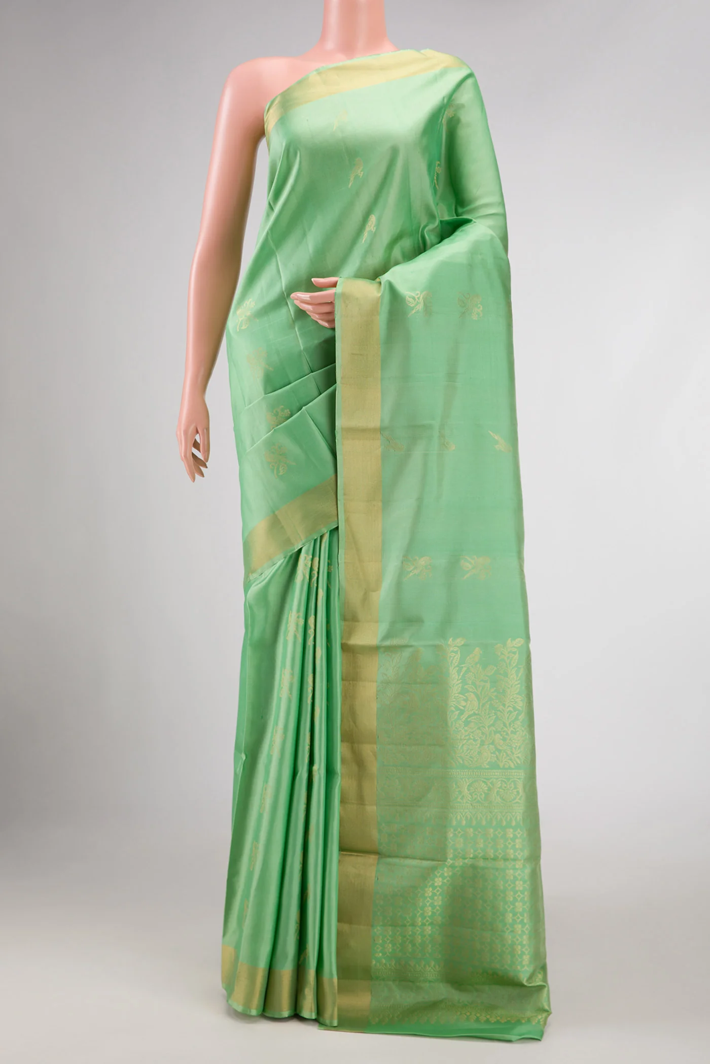 Pista Green Dual Tone Soft Silk Saree