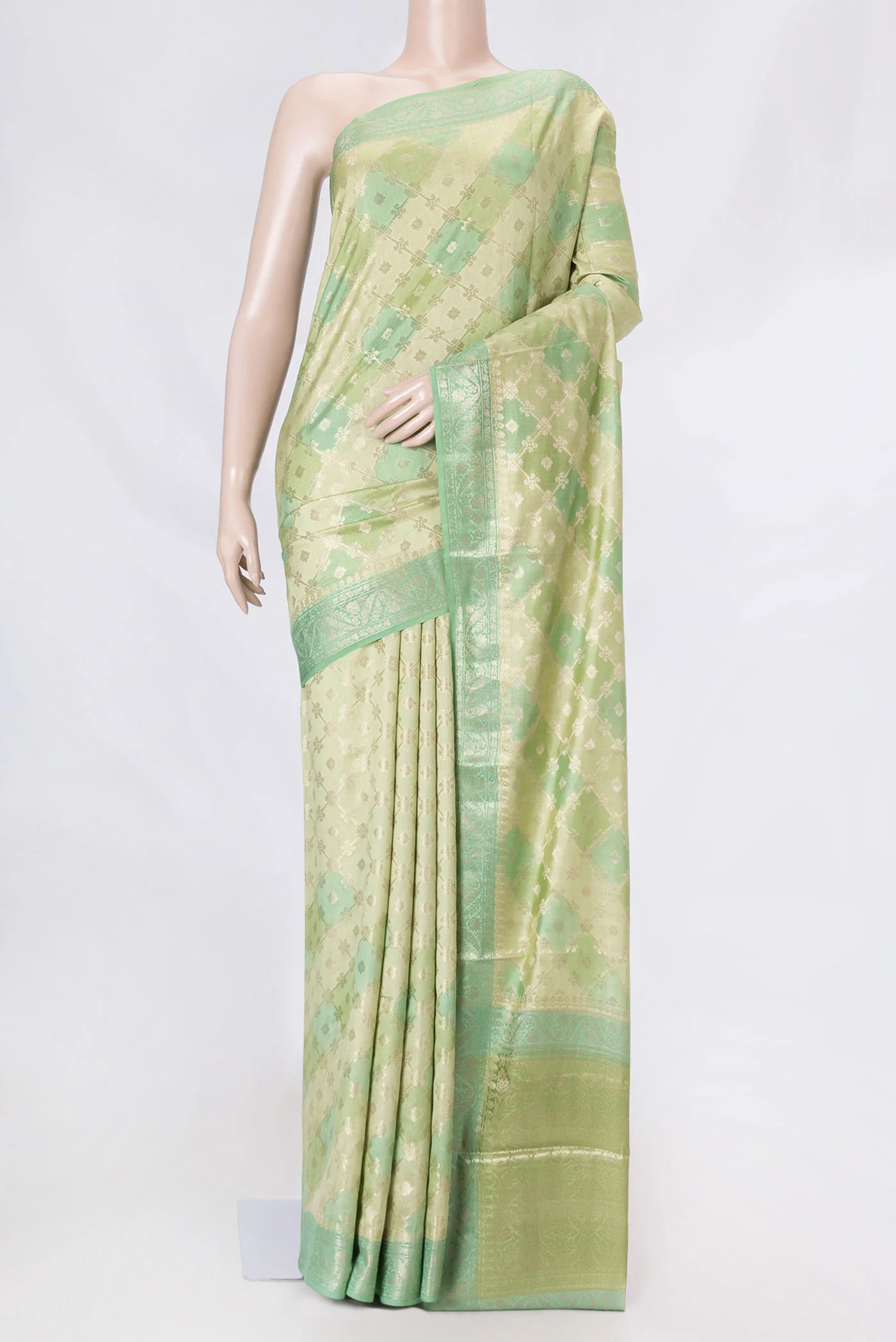 Pista Green Banarasi Raw Silk Saree