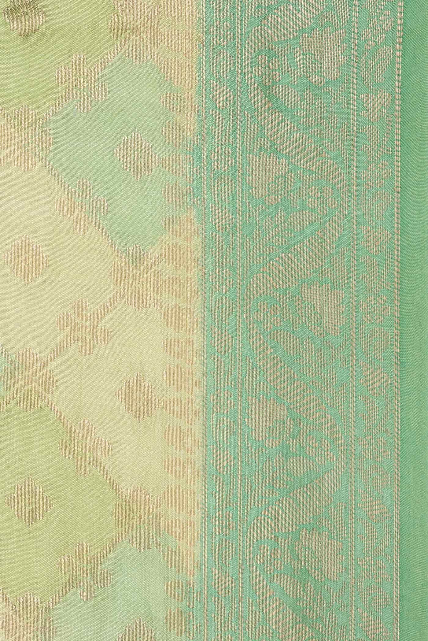 Pista Green Banarasi Raw Silk Saree - Image 3