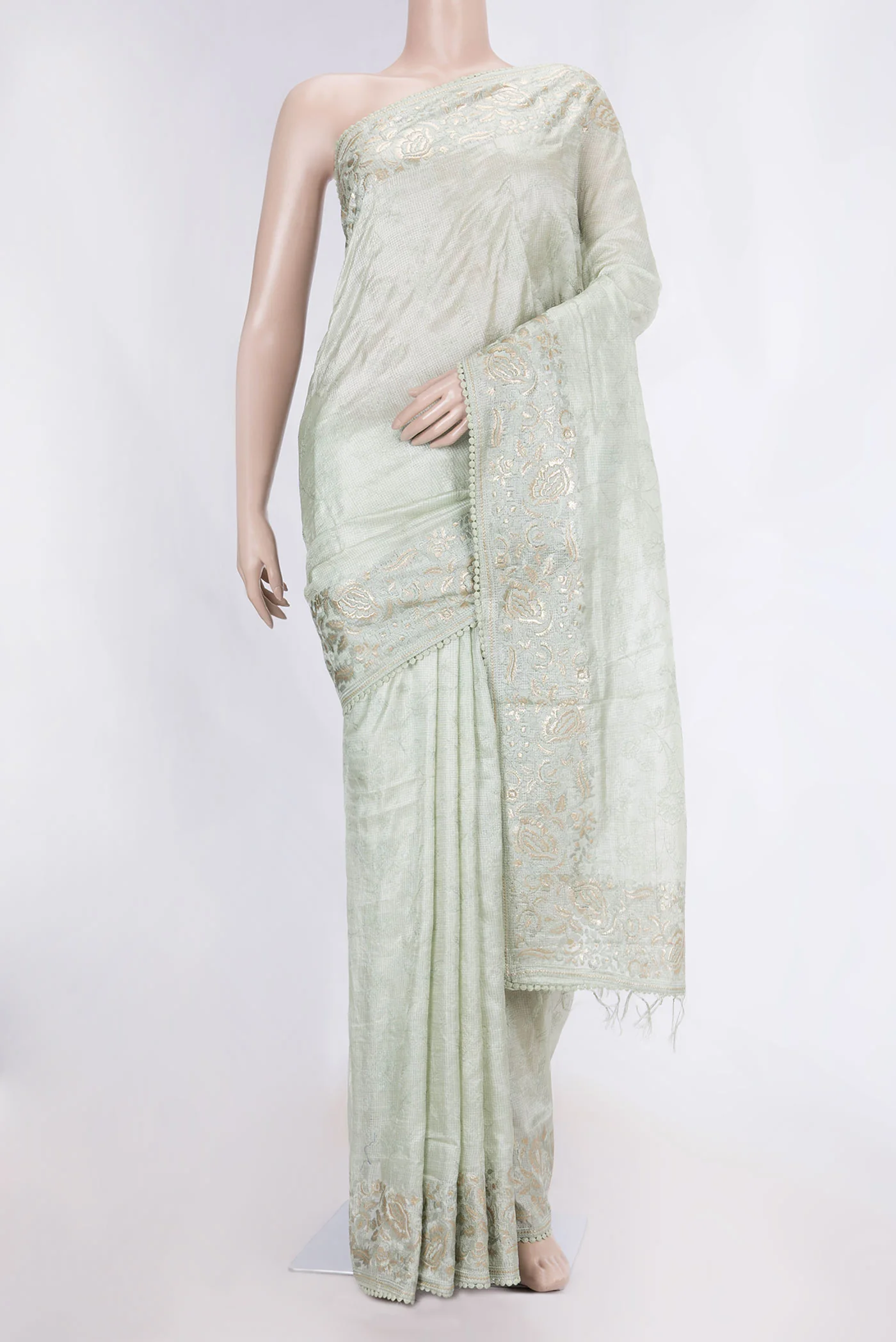 Pista Green Dual Tone Tussar Saree