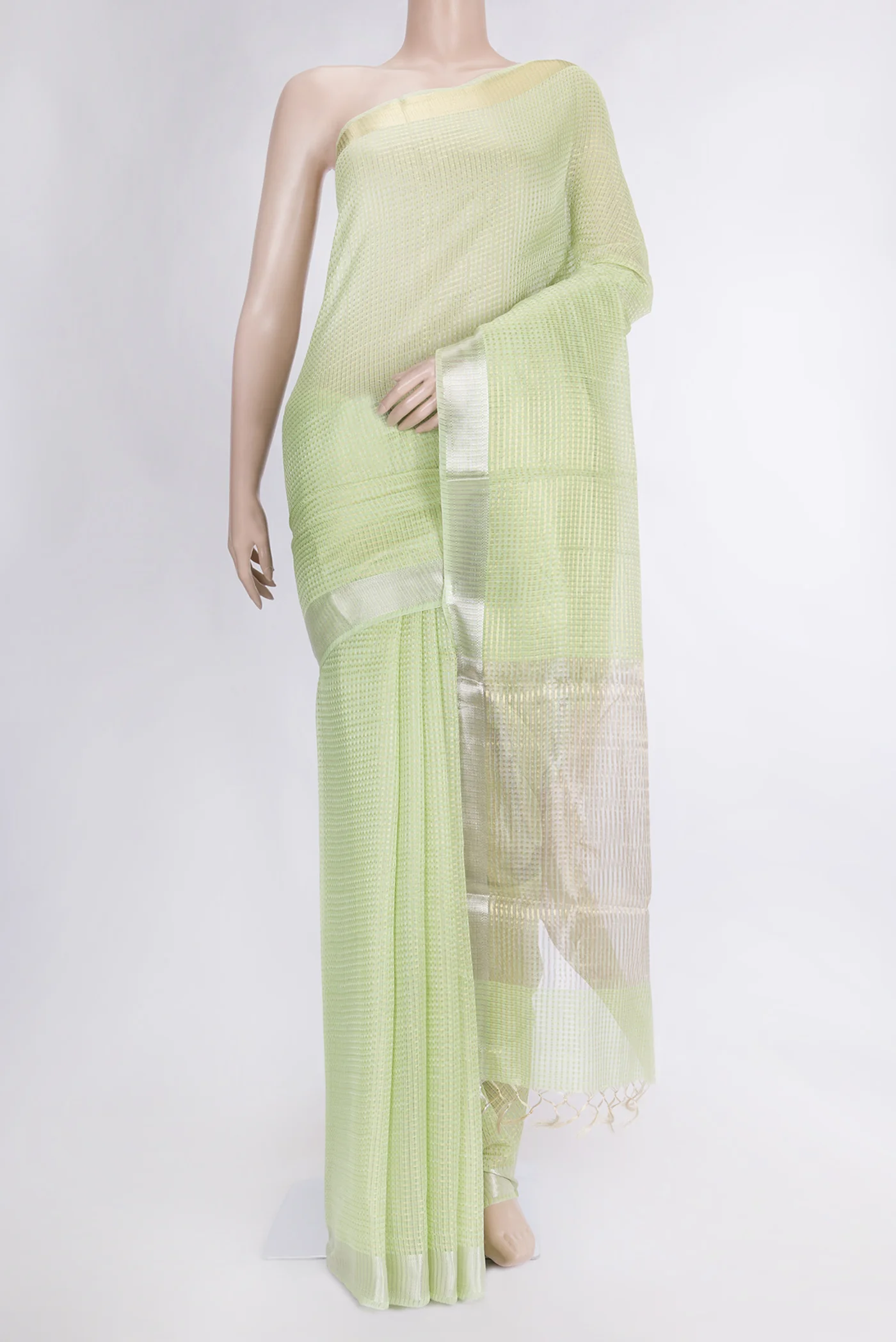 Pista Green Dual Tone Tussar Silk Saree