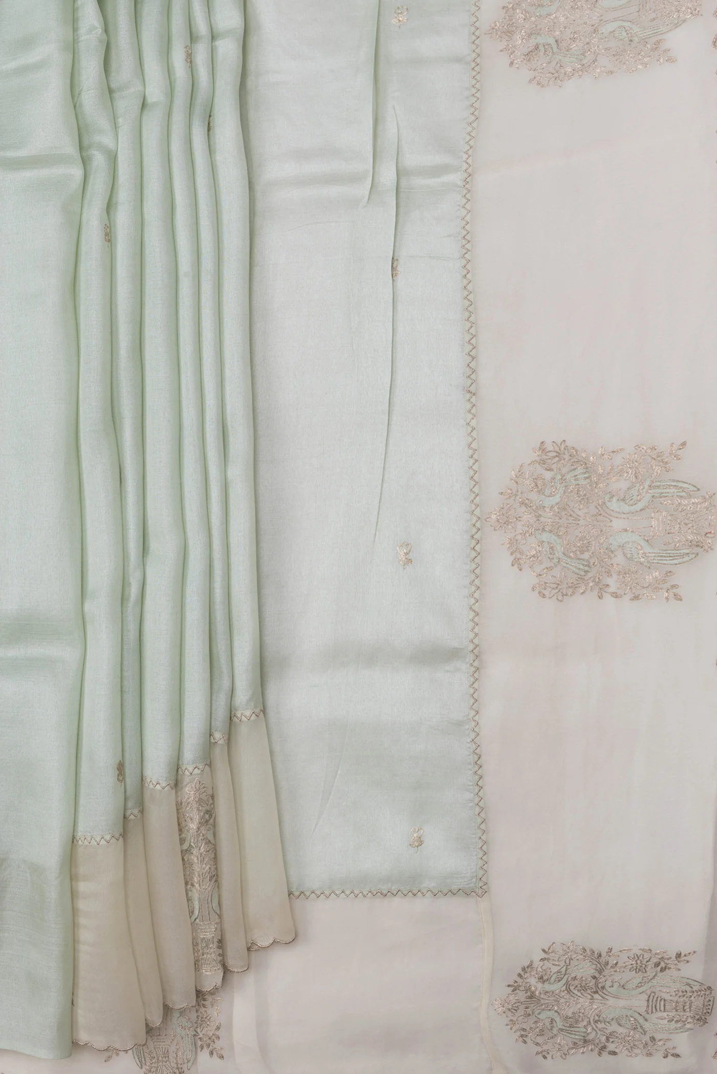 Light Blue Tussar Silk Saree - Image 4