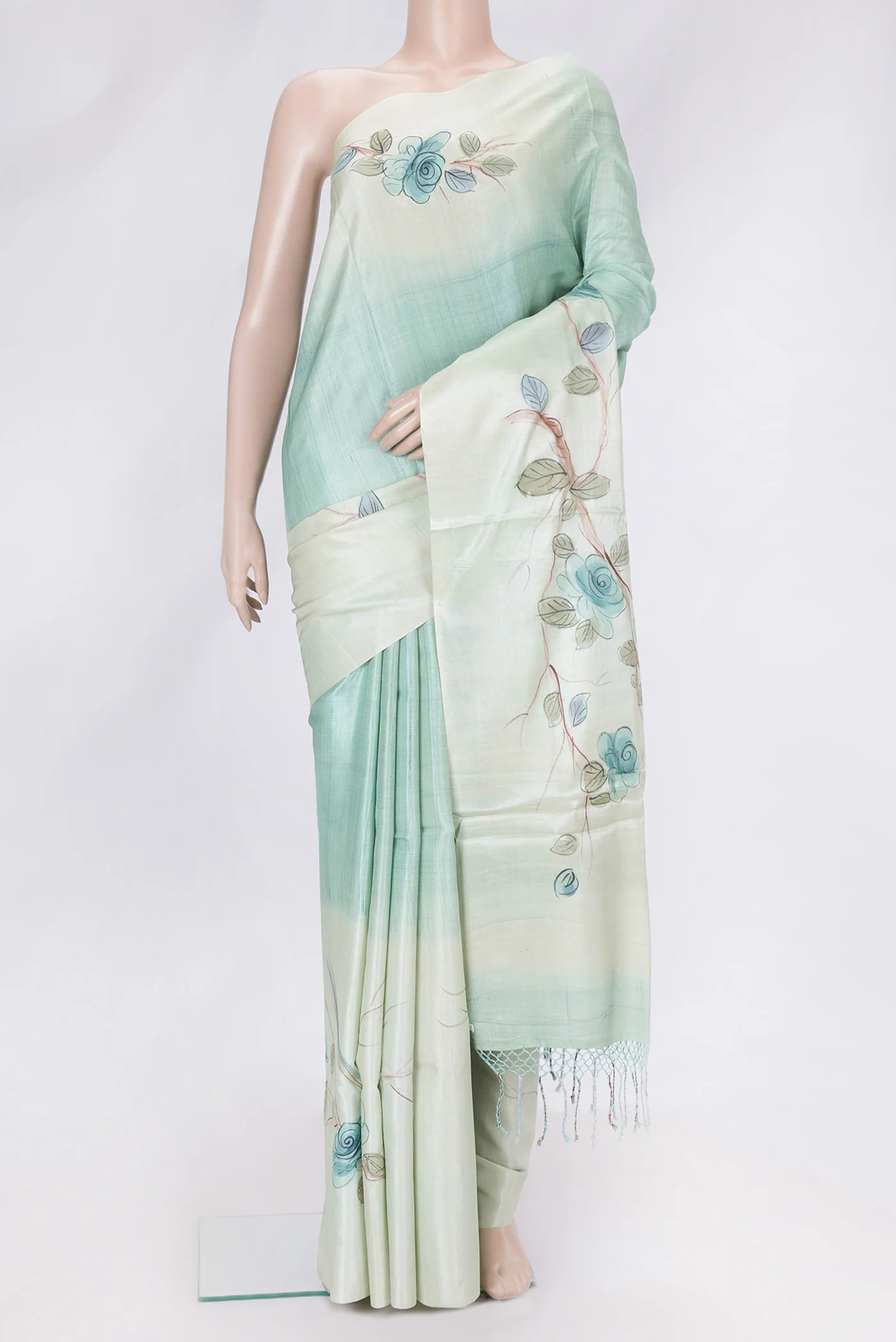 Light Blue Tussar Silk Saree
