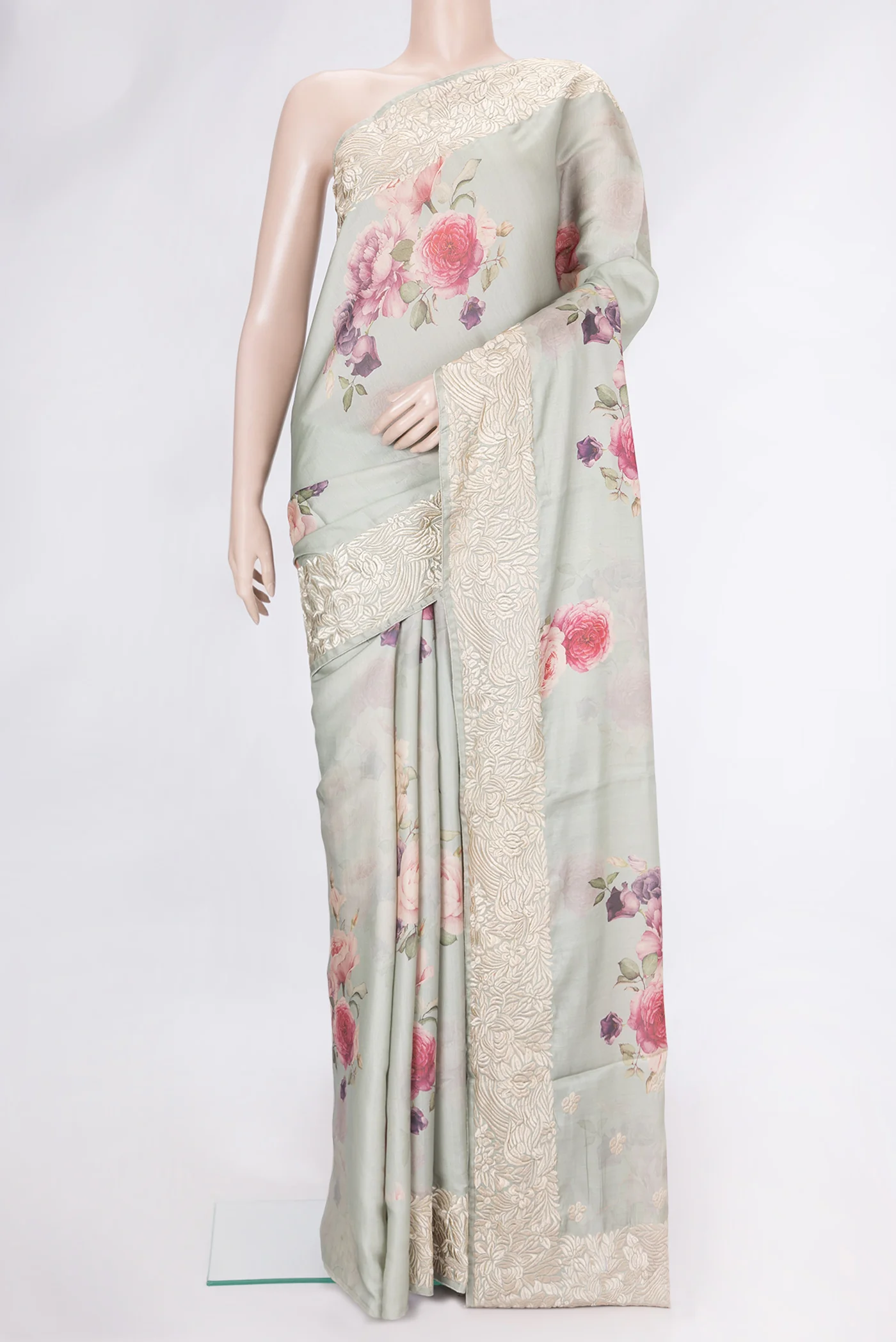Light Blue Tussar Silk Saree