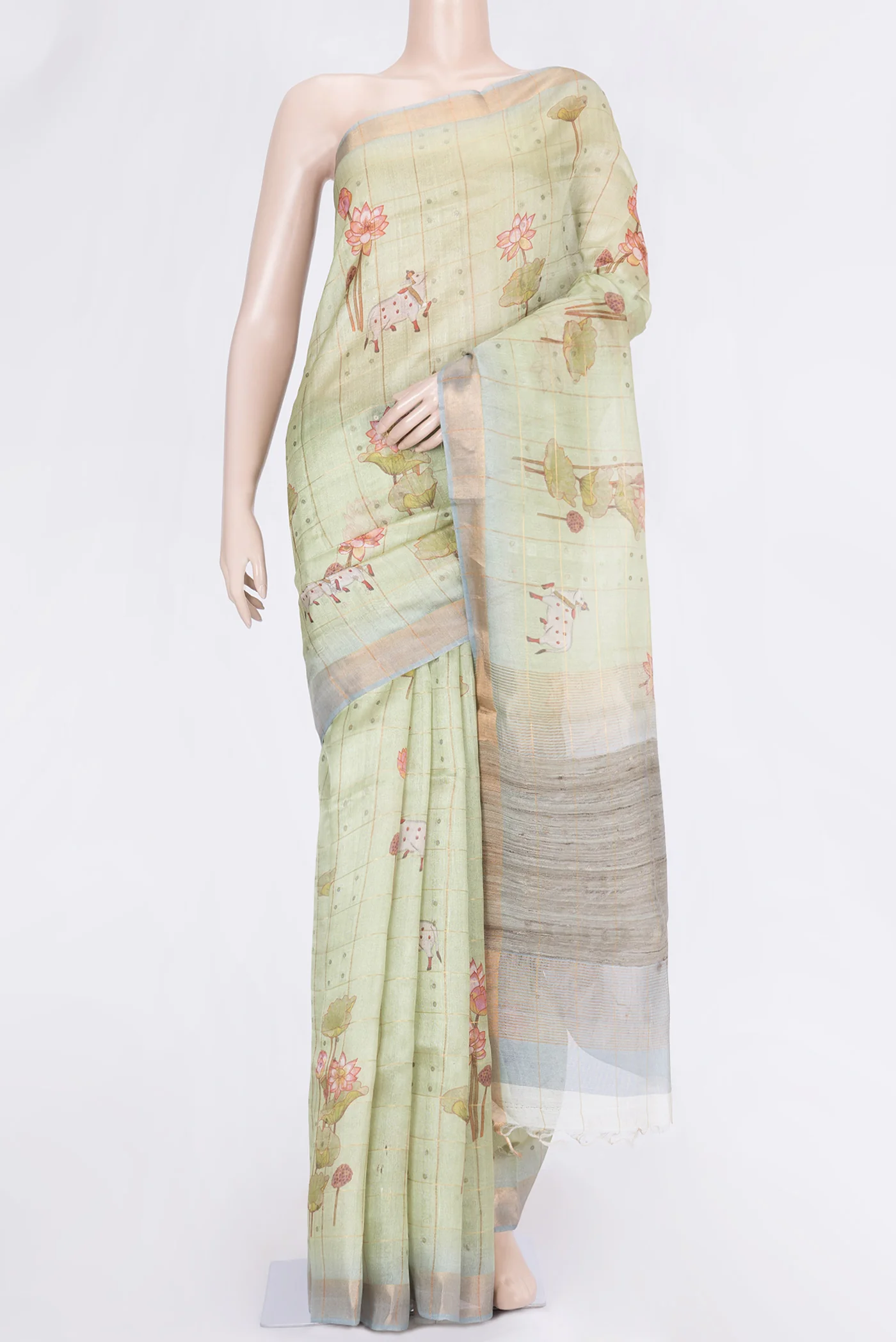 Pista Green Dual Tone Tussar Silk Saree