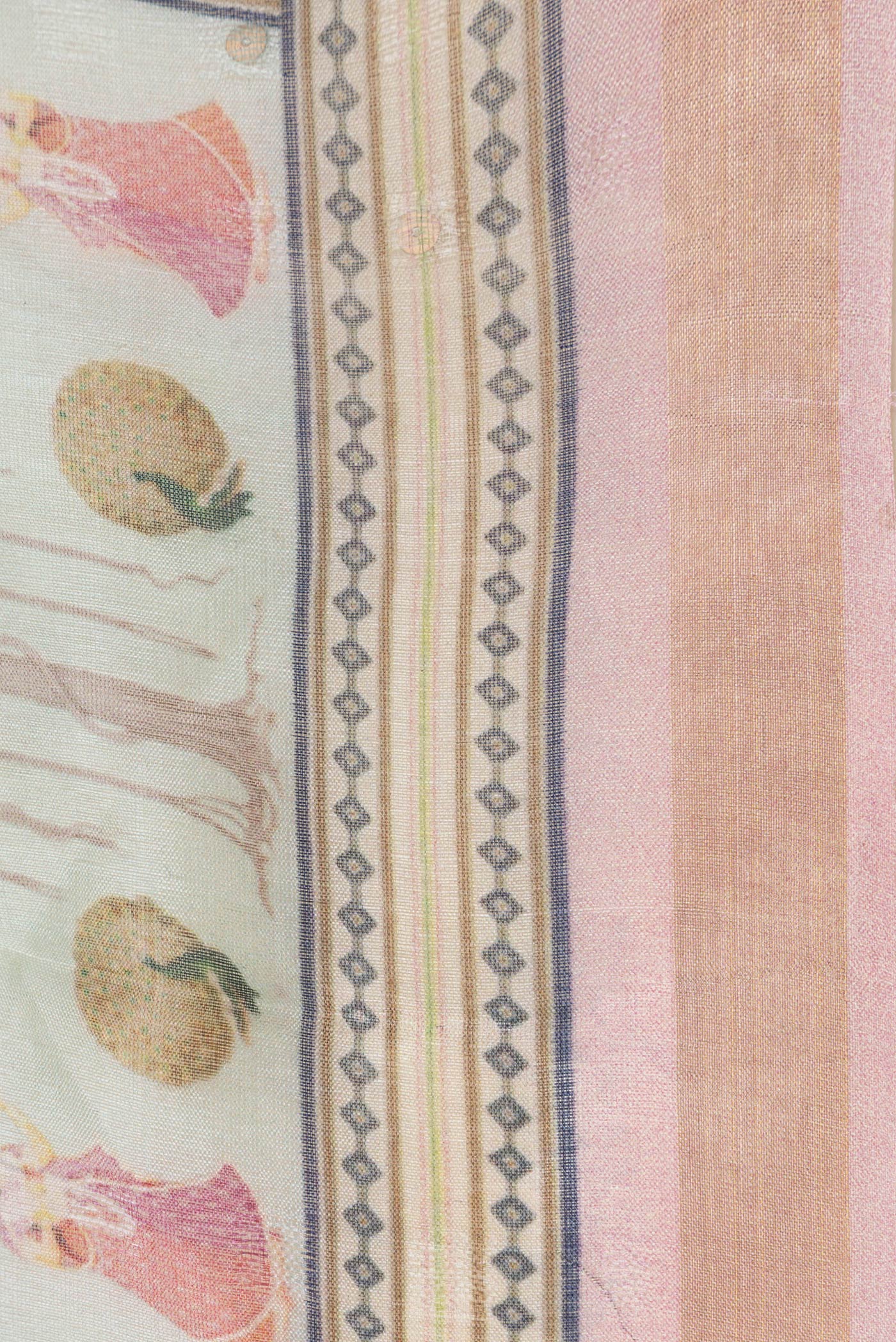 Light Blue Tussar Silk Saree - Image 3
