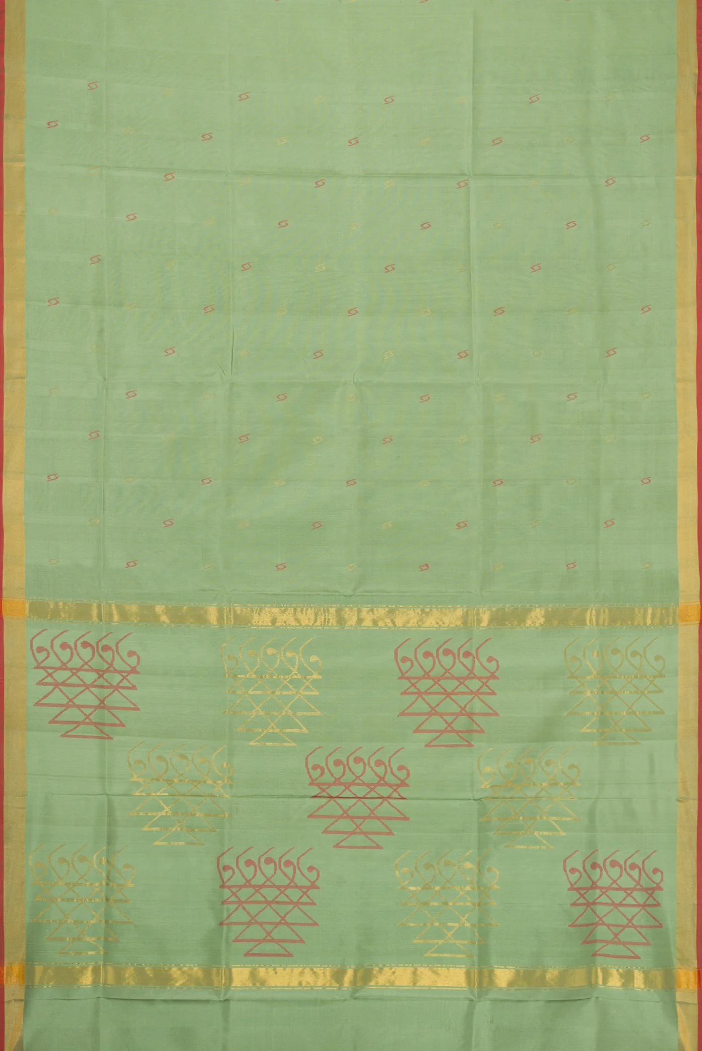 Sage Green Dual Tone Uppada Silk Saree - Image 6