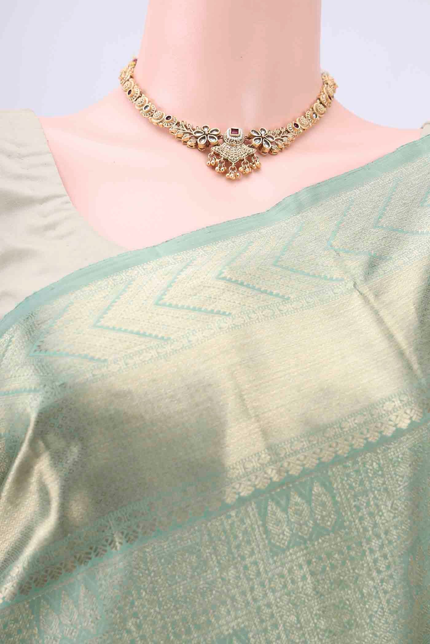 Grey Kanchipuram Silk Saree - Image 2