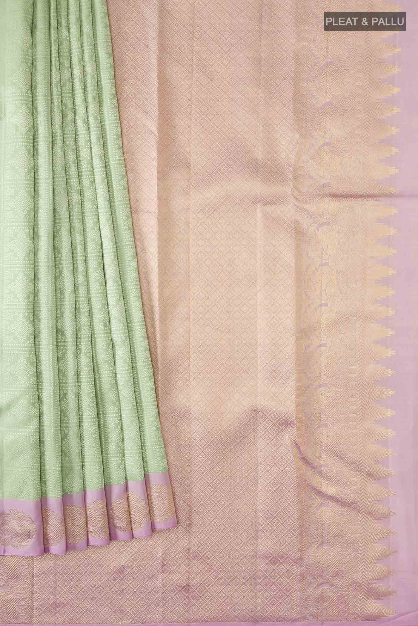 Pista Green Kanjivaram Silk Saree - Image 4