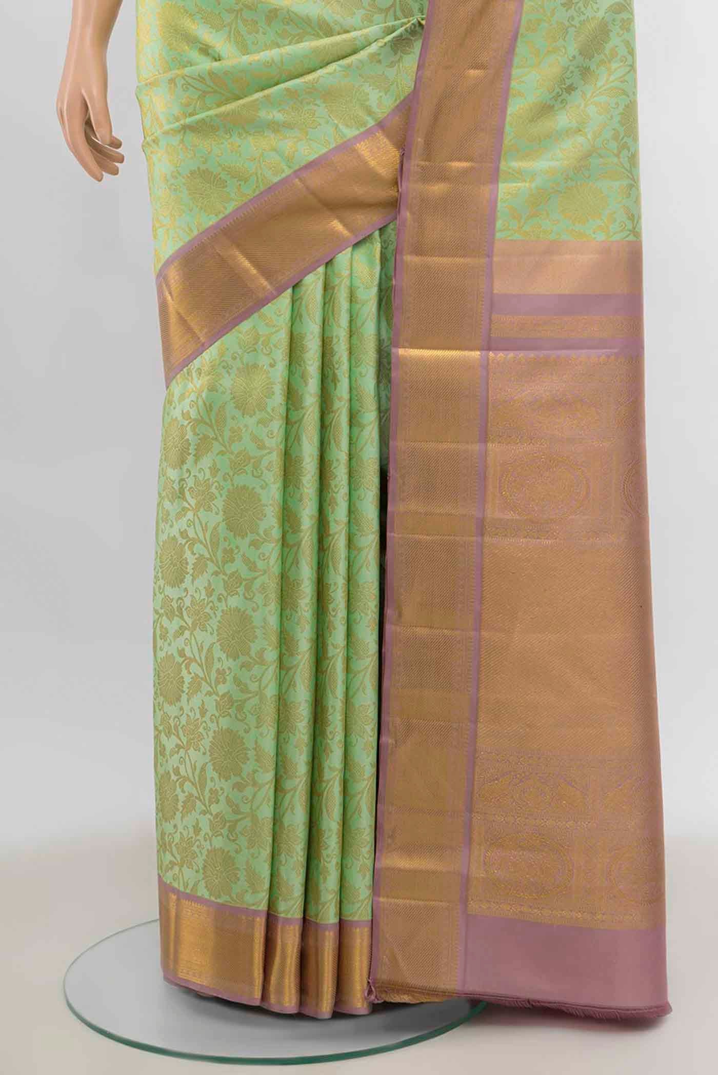 Pista Green Kanjivaram Silk Saree - Image 3