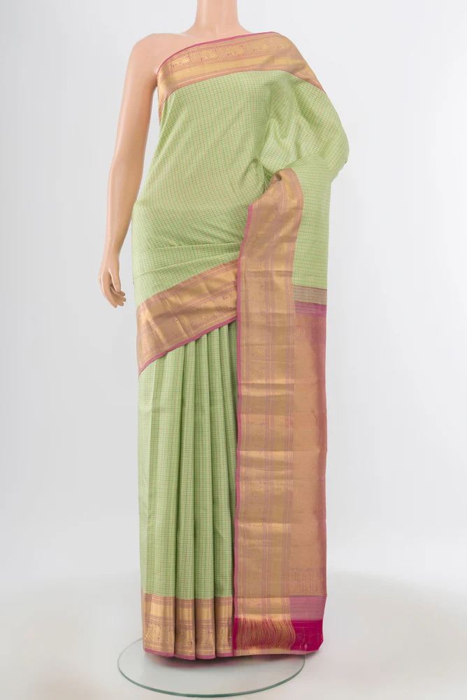 Pista Green Kanchipuram Silk Saree