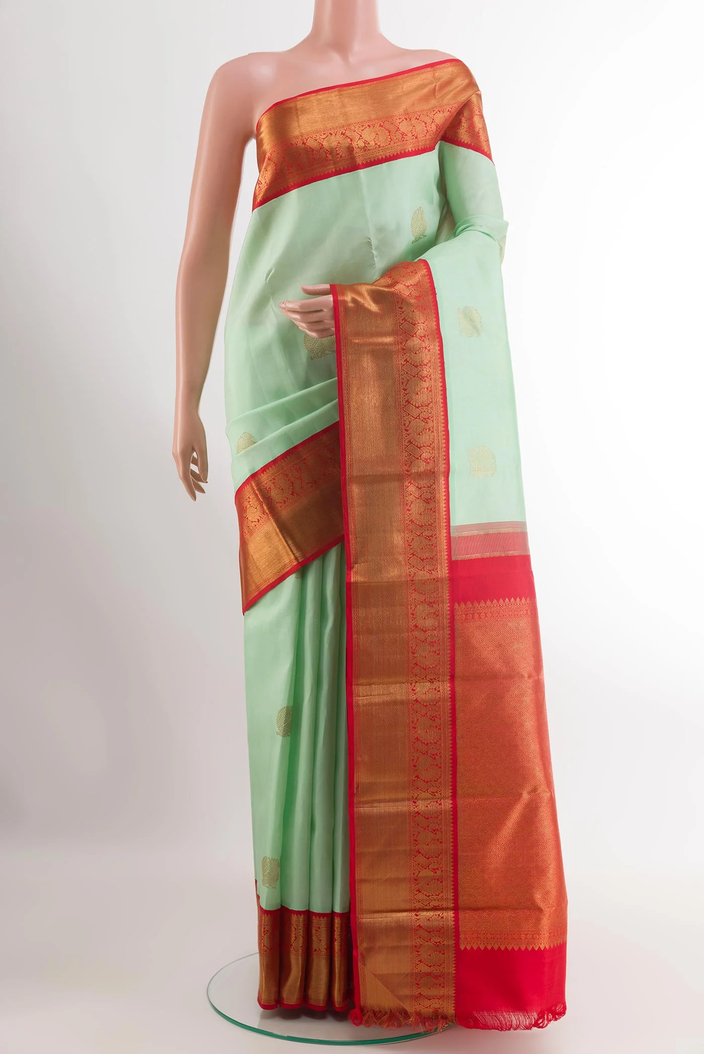 Mint Green Kanchipuram Silk Saree