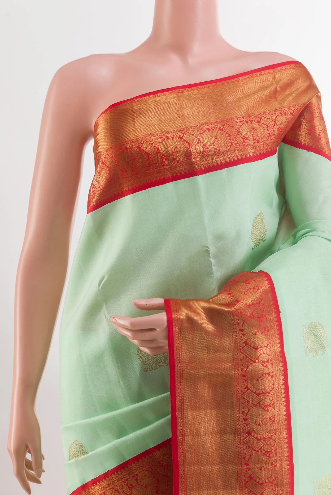 Mint Green Kanchipuram Silk Saree - Image 2