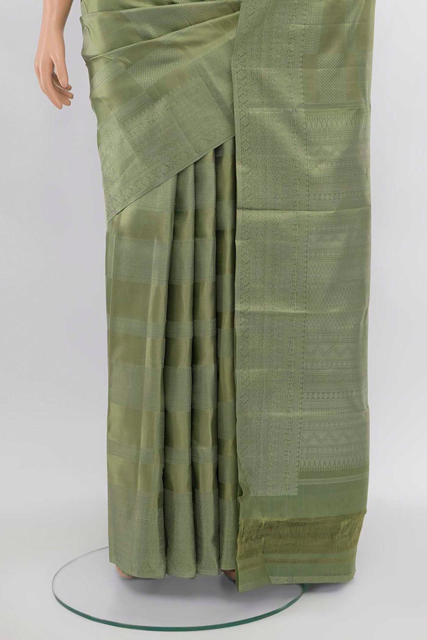 Sage Green Kanjivaram Silk Saree - Image 3