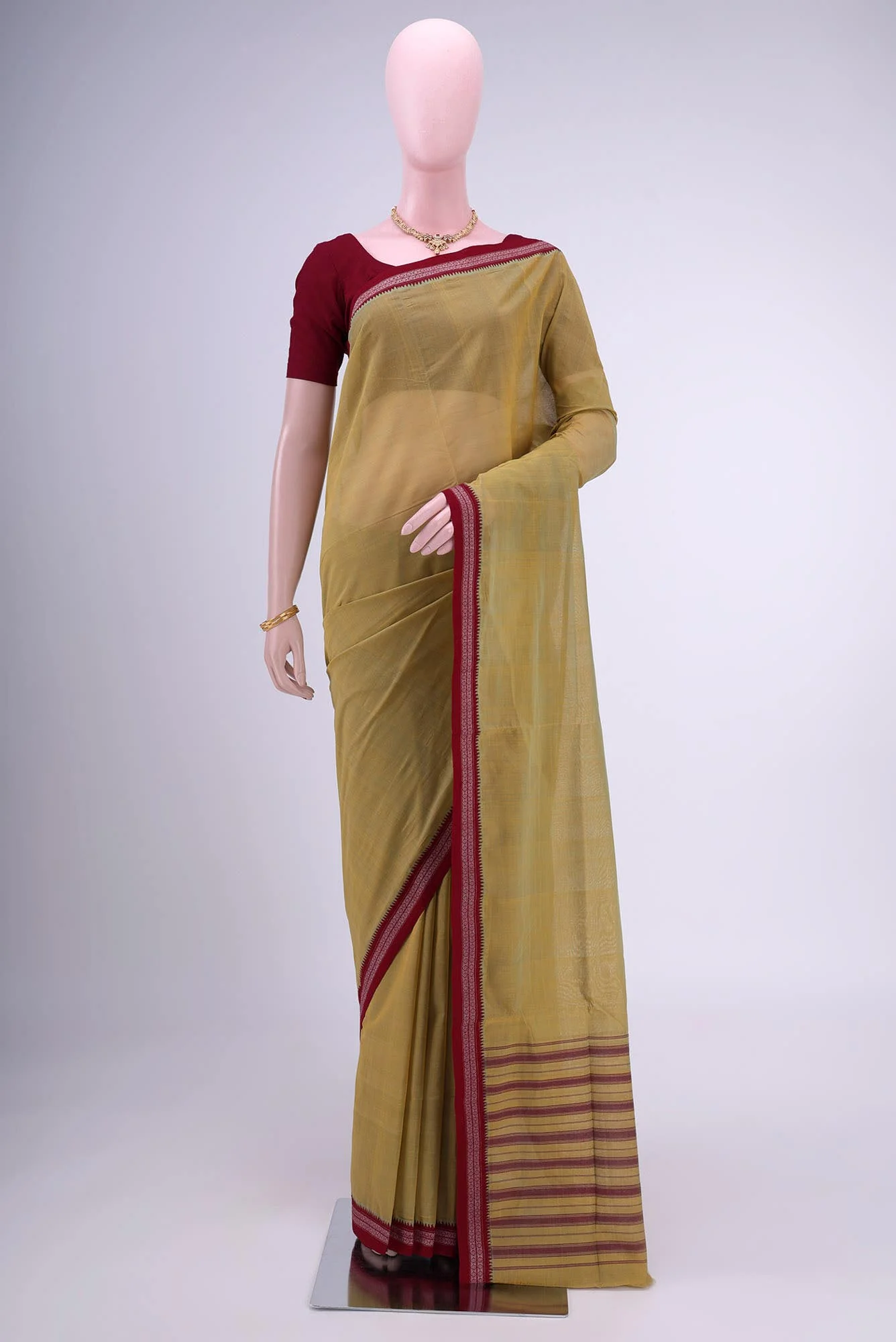 Pista Green Khadi Cotton Saree