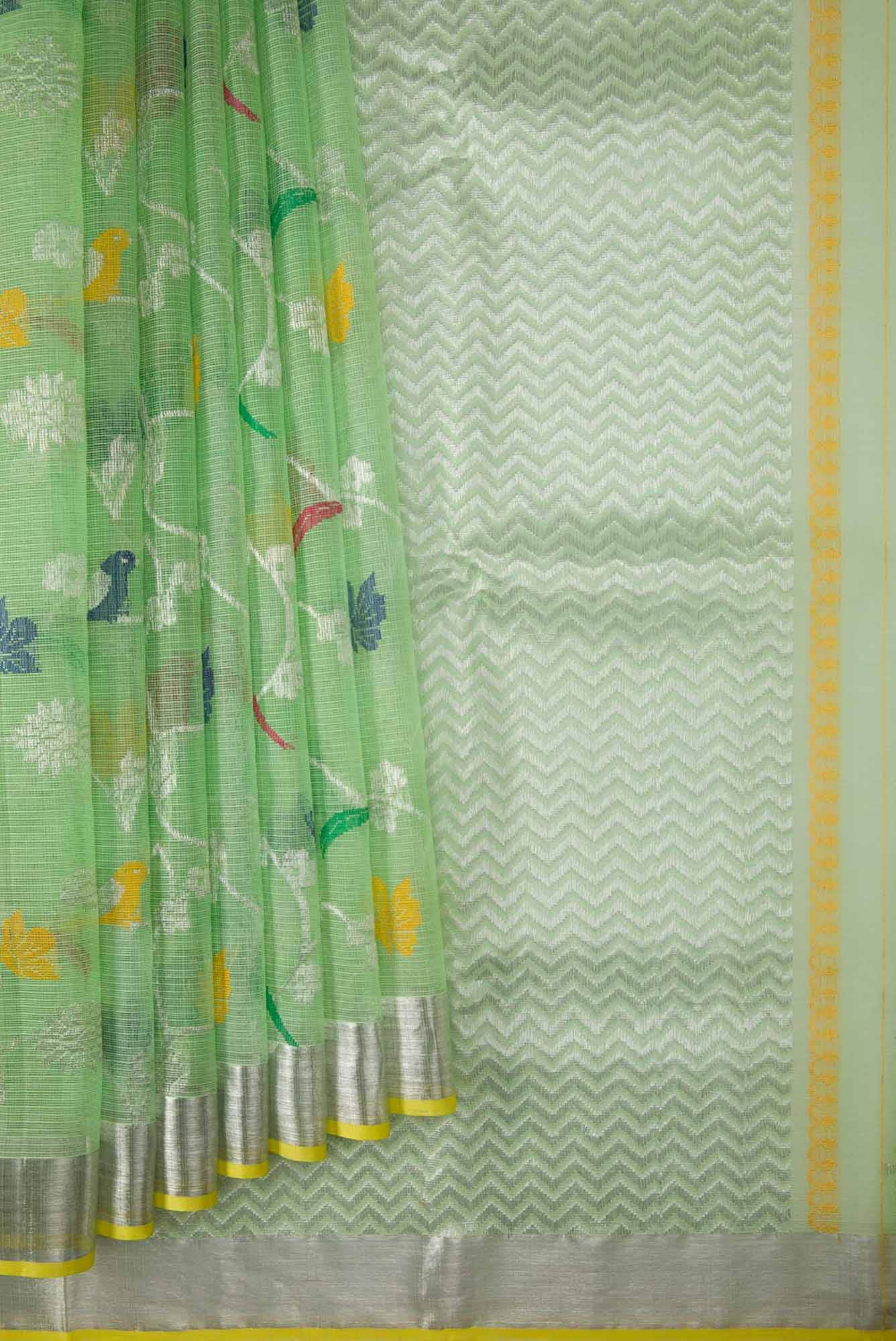 Pista Green Kota Silk Saree - Image 2