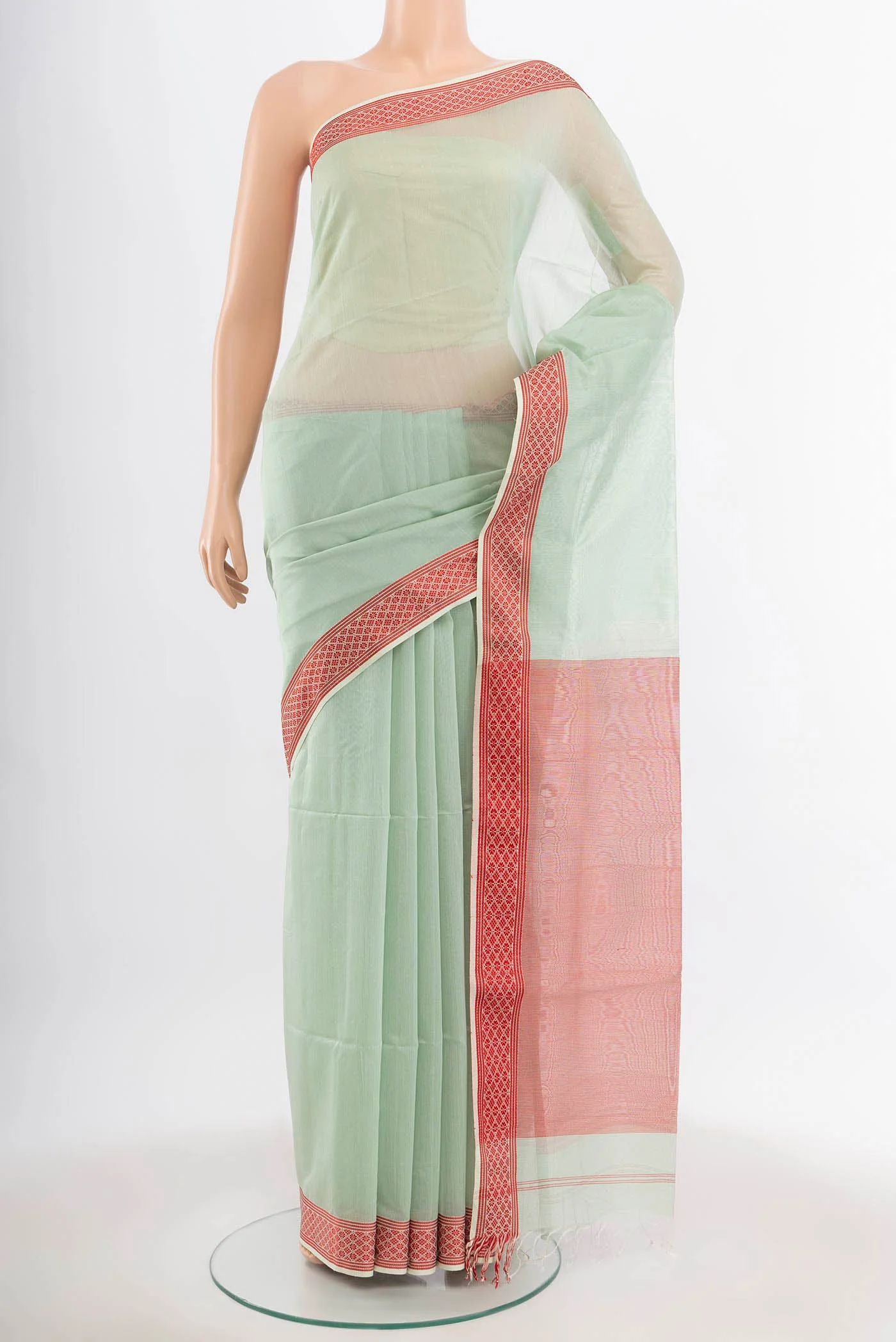 Light Blue Maheshwari Silk Cotton Saree
