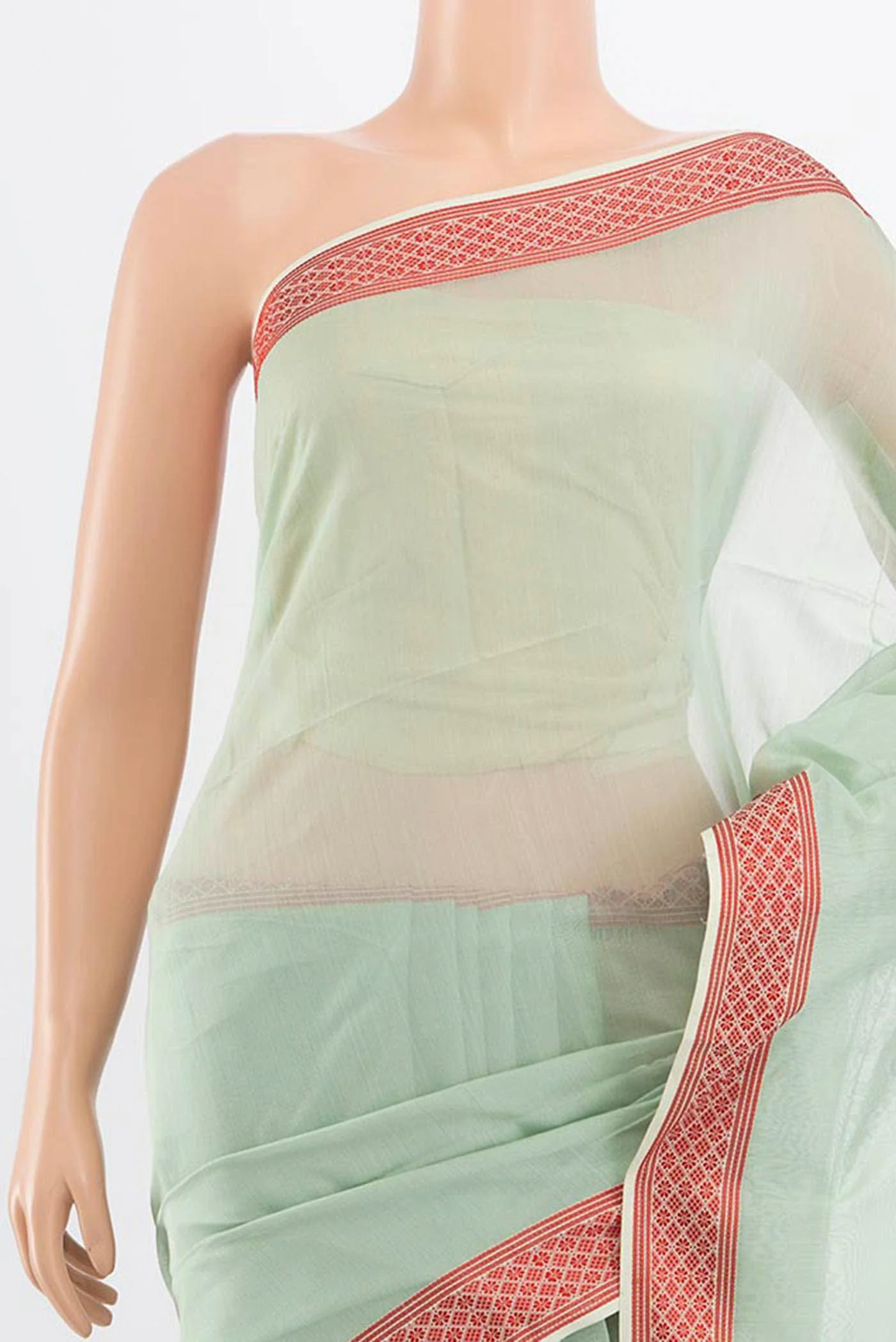 Light Blue Maheshwari Silk Cotton Saree - Image 2
