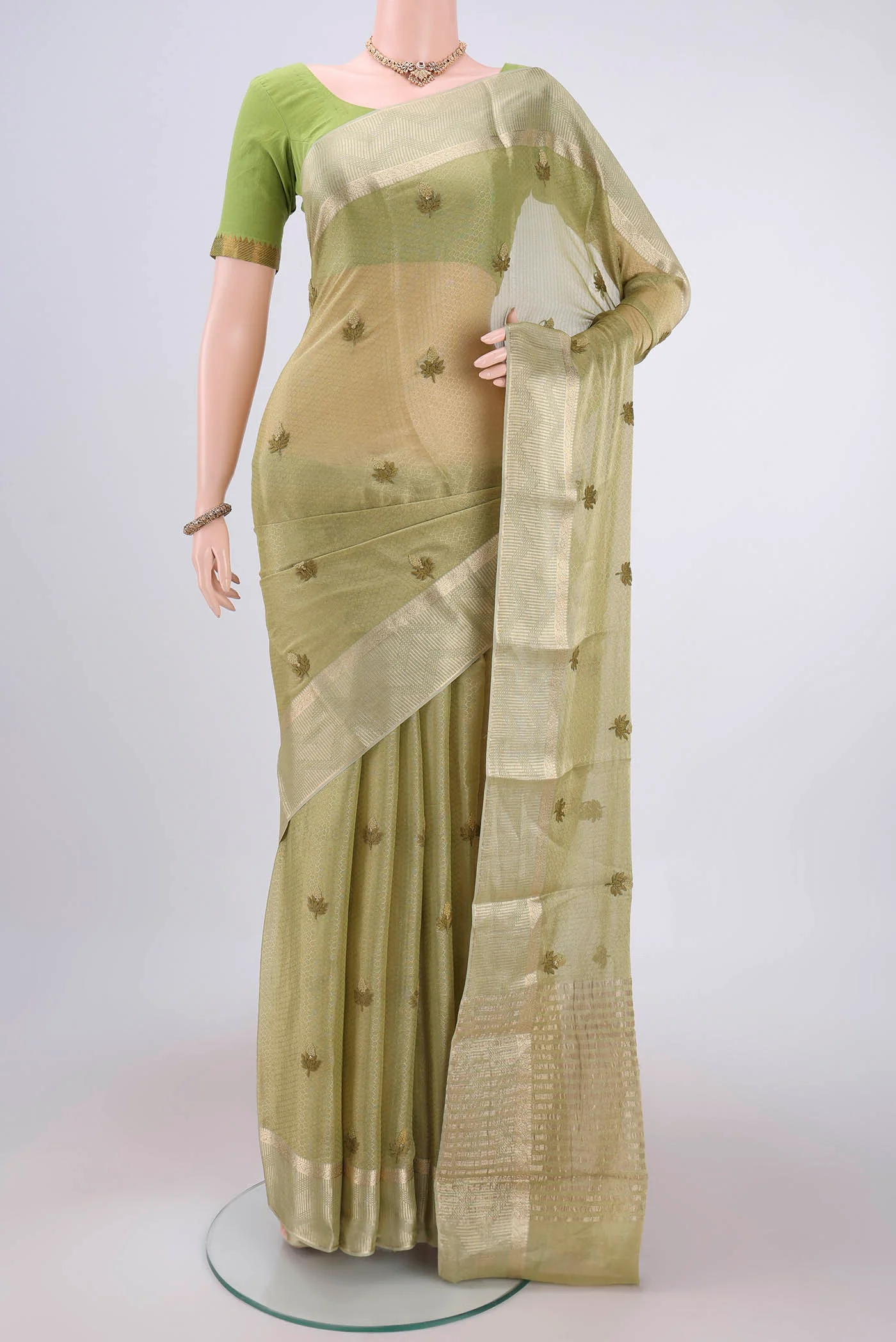 Green Mysore Georgette Saree