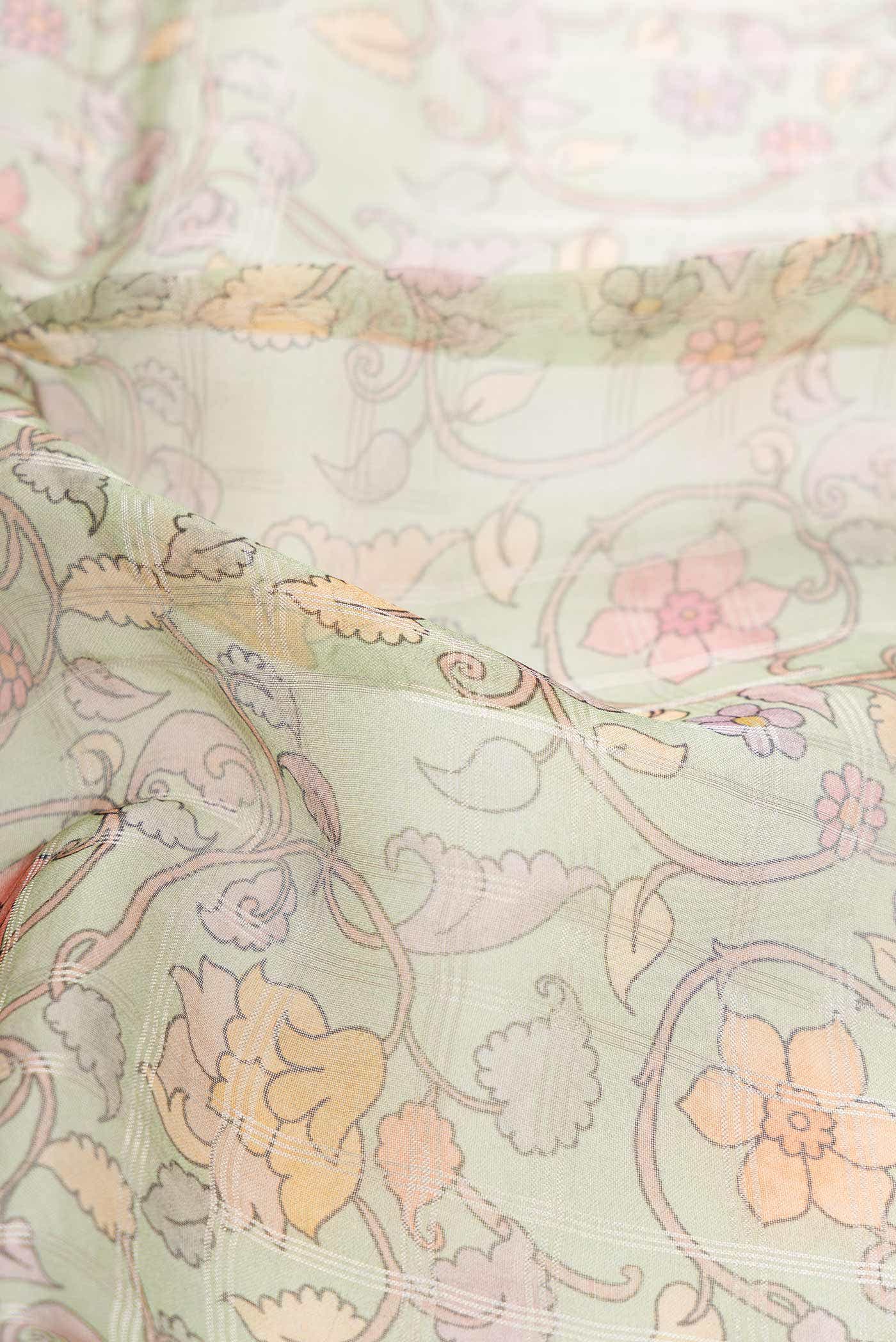 Pista Green Organza Silk Saree - Image 2