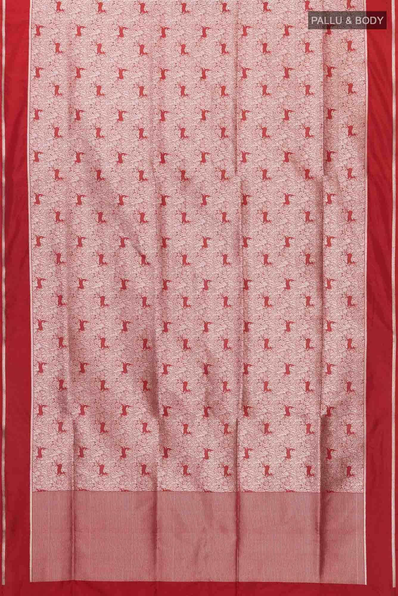 Prance-Red Banarasi Silk Saree - Image 6