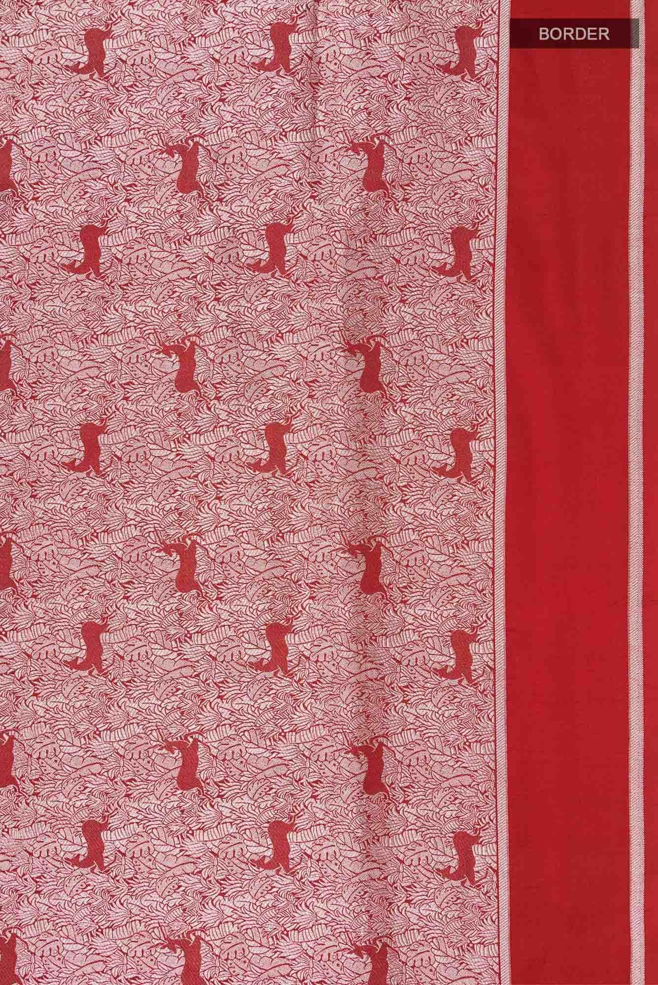 Prance-Red Banarasi Silk Saree - Image 8