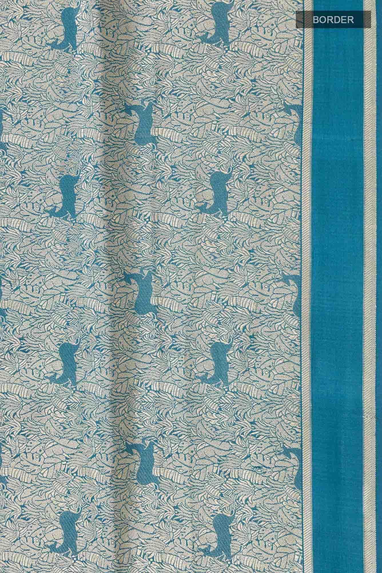 Prance-Teal Green Banarasi Silk Saree - Image 9