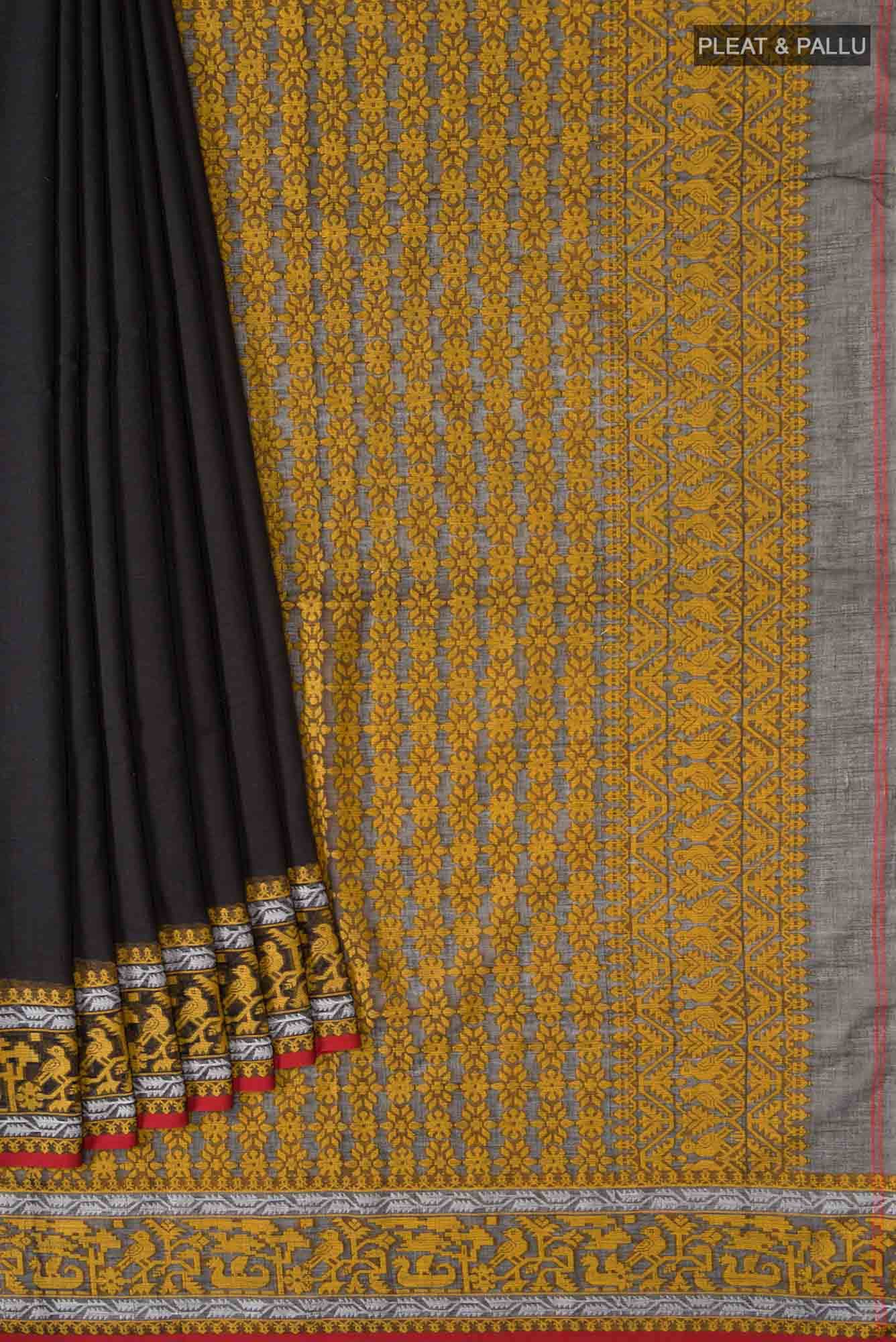 Priyambada-Black Bengal Cotton Saree - Image 2