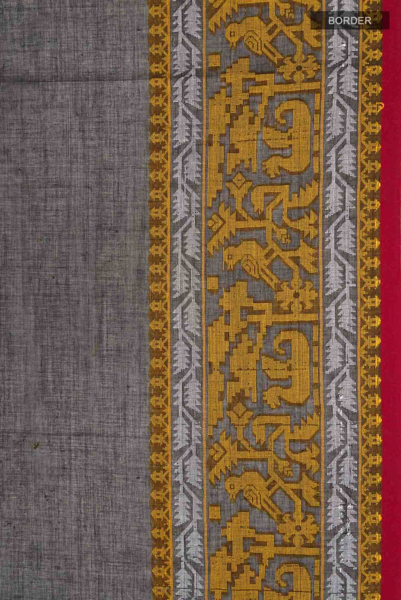 Priyambada-Black Bengal Cotton Saree - Image 5