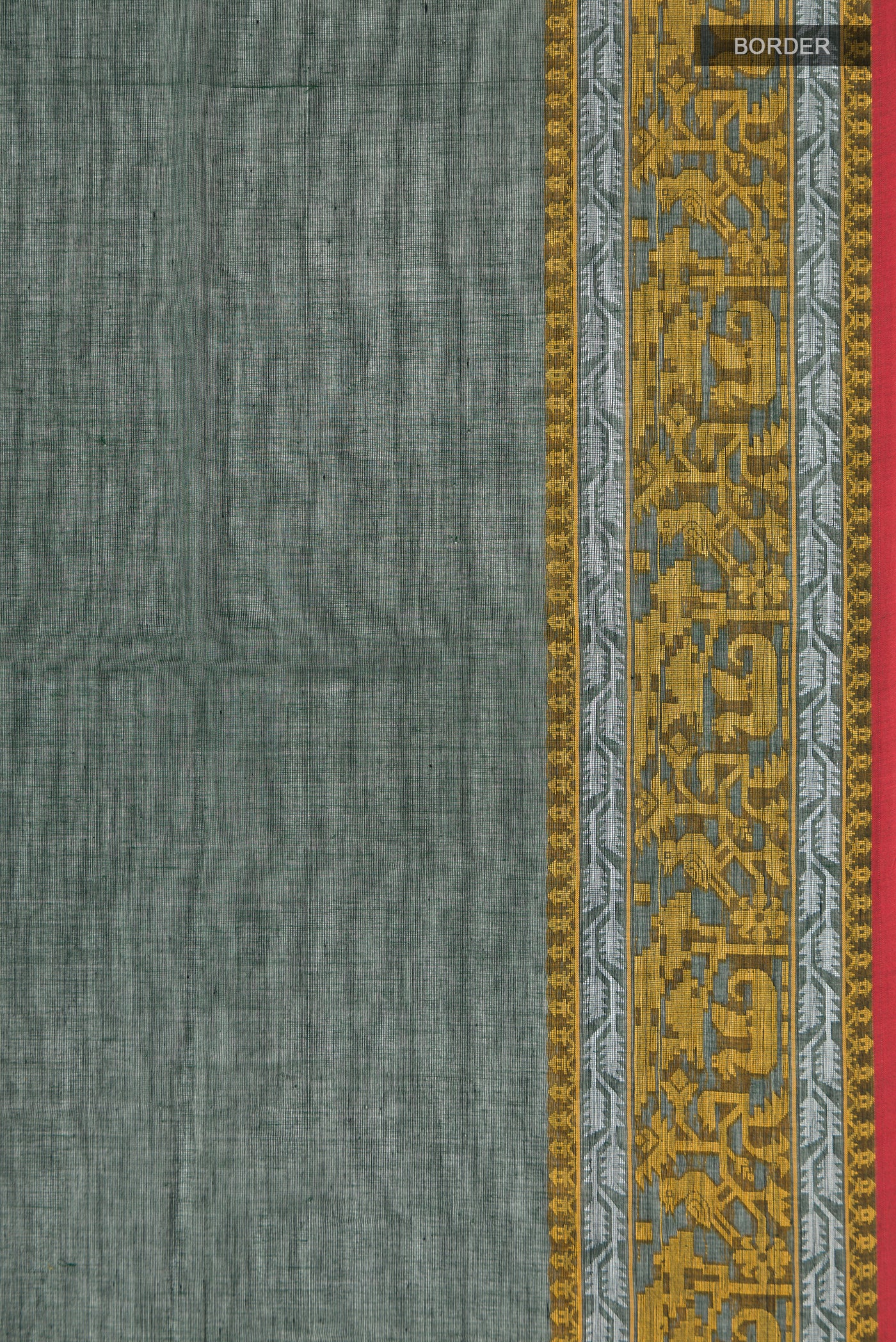 Priyambada-Bottle Green Bengal Cotton Saree - Image 3