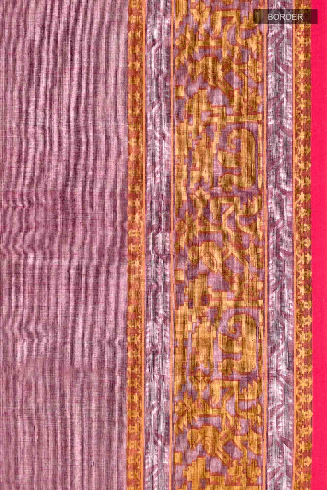 Priyambada-Magenta Bengal Cotton Saree - Image 6