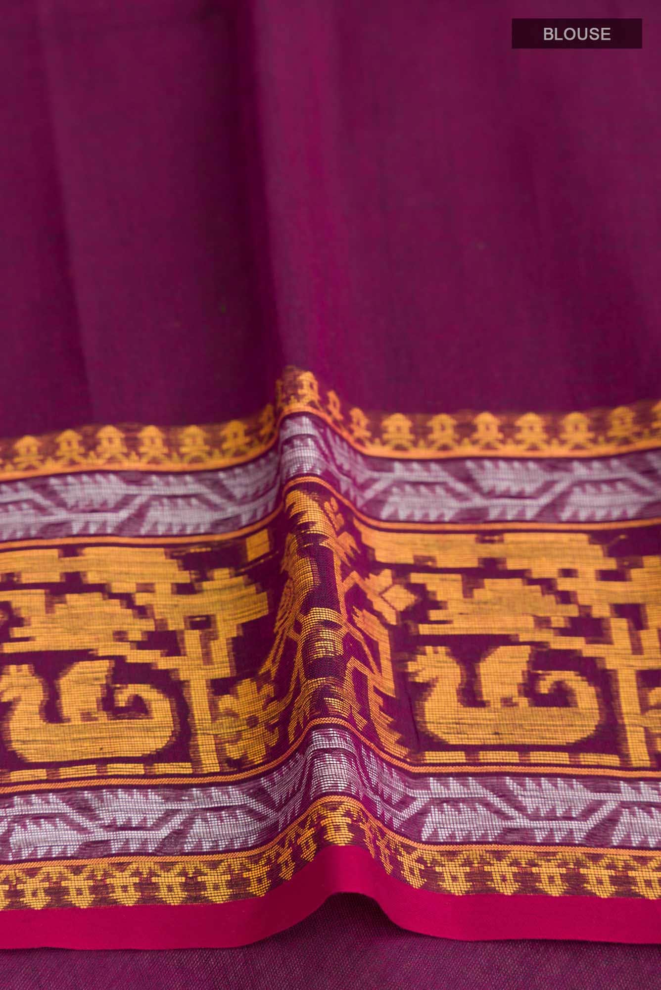 Priyambada-Magenta Bengal Cotton Saree - Image 7